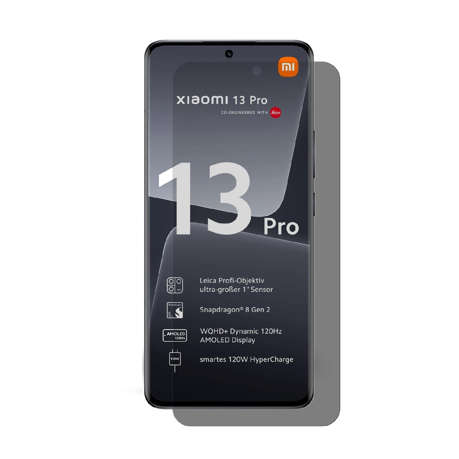 Xiaomi 13 Pro-Telefon. Zu den Merkmalen gehören Leica-Kamera, Snapdragon 8 Gen 2, AMOLED-Display und 120W HyperCharge.