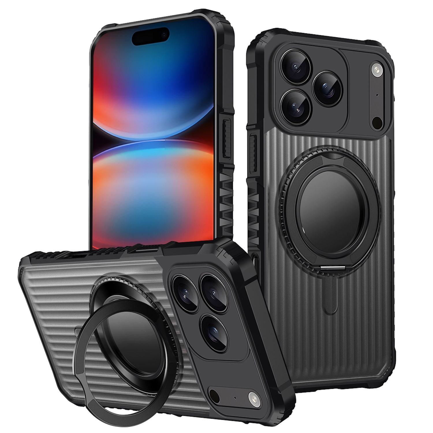 WIGENTO 360 Grad Ring Halter Hlle, Backcover, Apple, iPhone 17 Pro Max,  Schwarz