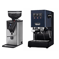 MediaMarkt GAGGIA CLASSIC E24 PREMIUM SET RI9481 (Messingboiler) + 2 kg ARABICA GAGGIA Portafiltermachine Blauw aanbieding