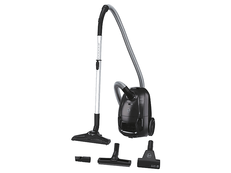 HOOVER HE120PET 011 Zylinder-Vakuum Bodenstaubsauger, maximale Leistung: 700 Watt, Iron Grey, Luxor Black)