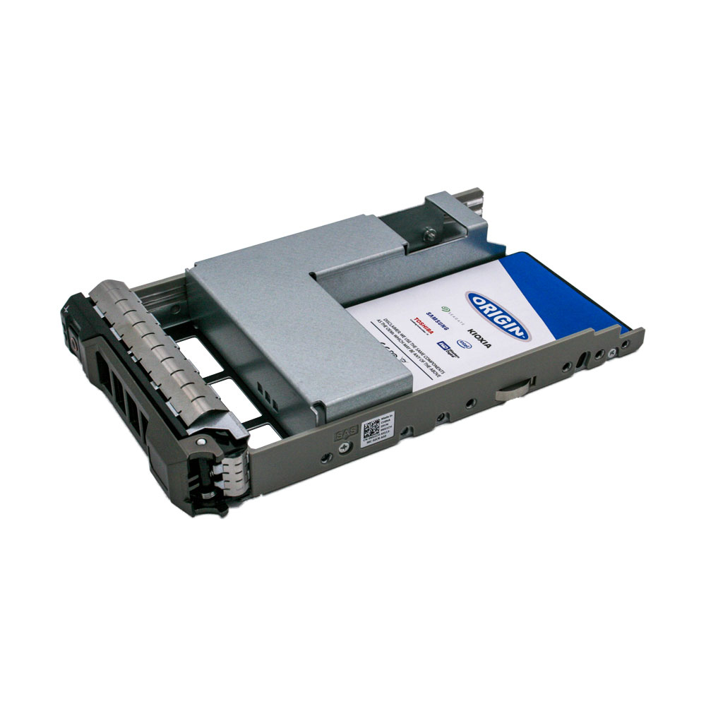 Un disco rigido per computer in un telaio metallico. L'unità ha un'etichetta blu e bianca. Il telaio è grigio e nero.