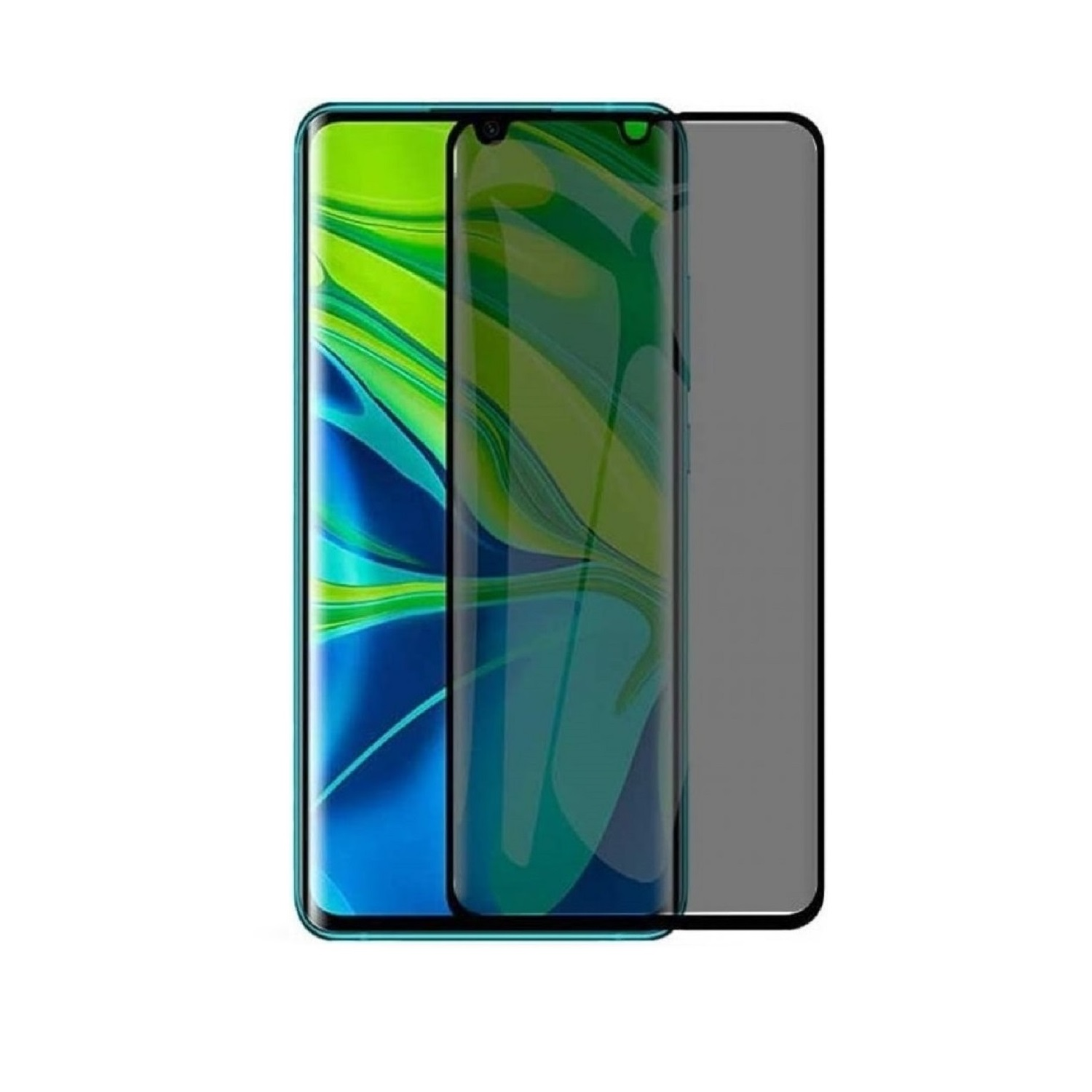 Drei Smartphones: eines mit grünem Bildschirm, eines mit Displayschutzfolie und eines mit dunkelgrauer Displayschutzfolie.