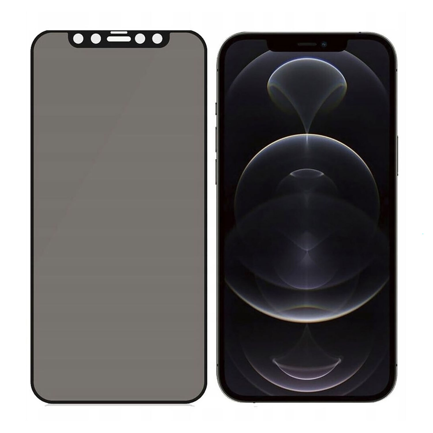 Deux smartphones côte à côte. L'un avec un protecteur d'écran, l'autre affichant un motif sombre et abstrait.