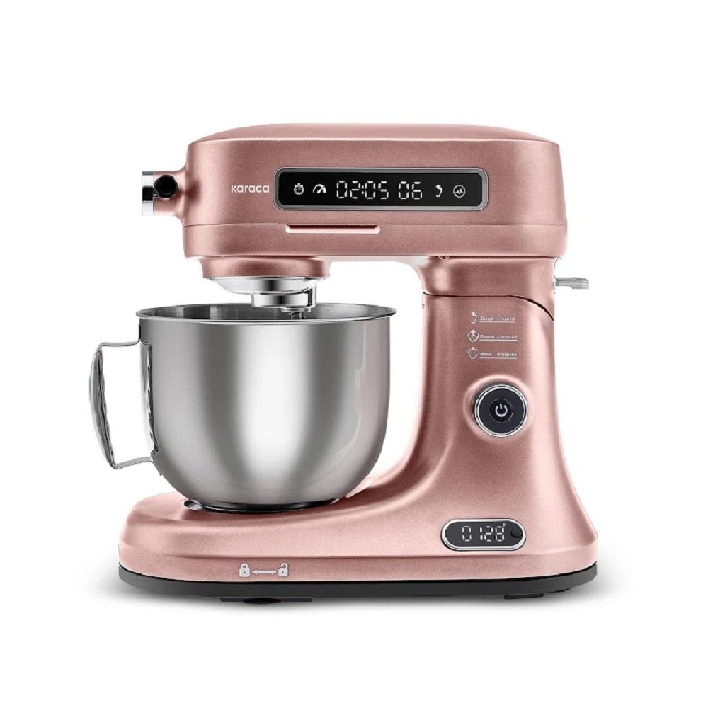 KARACA Pro Artisan Tartılı Dijital Ekran Zaman Ayarlı Döküm 5L 1600 W Hamur Yoğurma Makinesi Rose Gold
