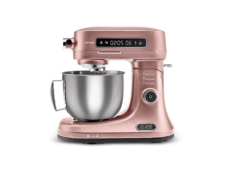 KARACA Pro Artisan Tartılı Dijital Ekran Zaman Ayarlı Döküm 5L 1600 W Hamur Yoğurma Makinesi Rose Gold