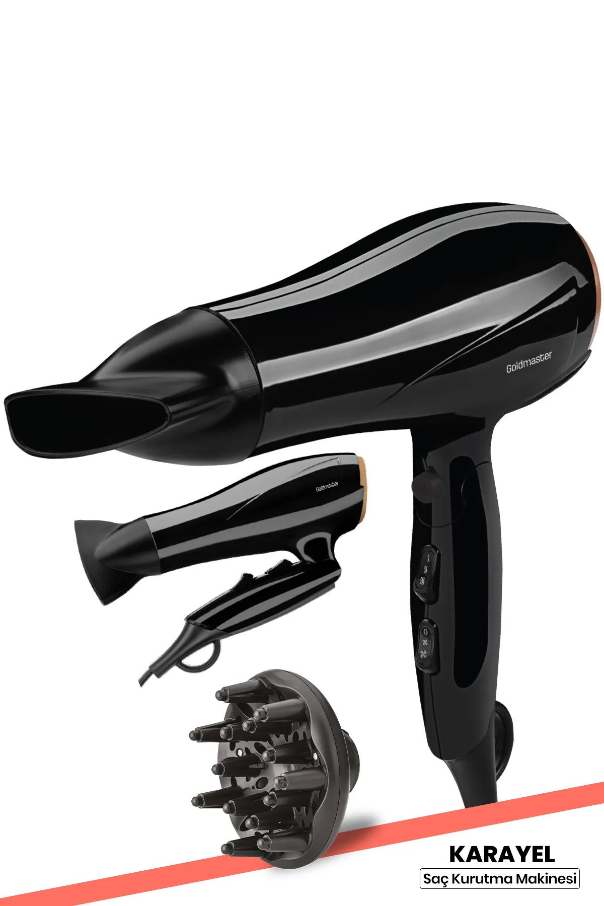 GOLDMASTER Karayel GM-7162 2400 W Saç Kurutma Makinesi Siyah