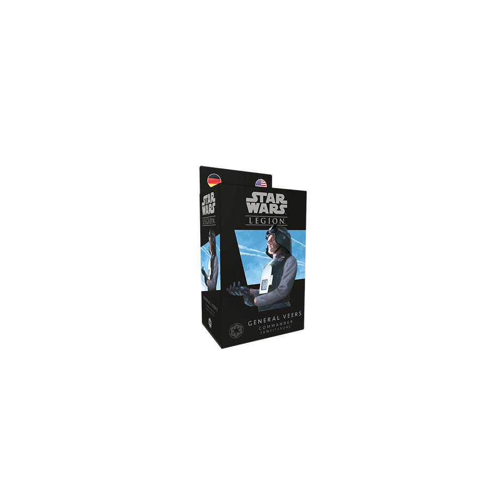 Eine Star Wars Legion-Box mit General Veers. Sie zeigt eine Charakterillustration und das Star Wars Legion-Logo auf schwarzem Grund.