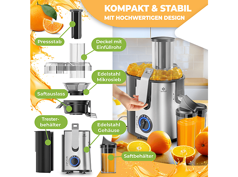 KESSER 19461 Saftpresse Entsafter, silber