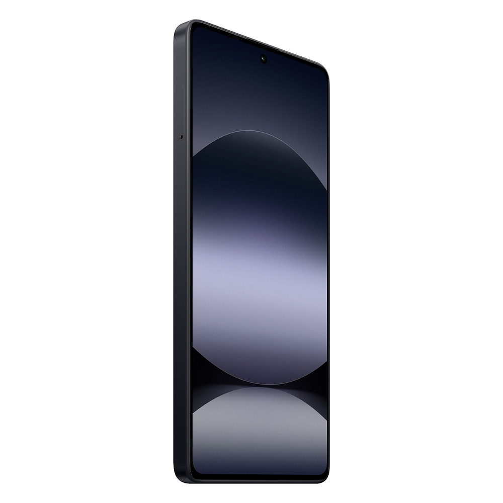 Ciemnoszary smartfon pokazany pod kątem. Ekran wyświetla gradient z odblaskowym dołem.