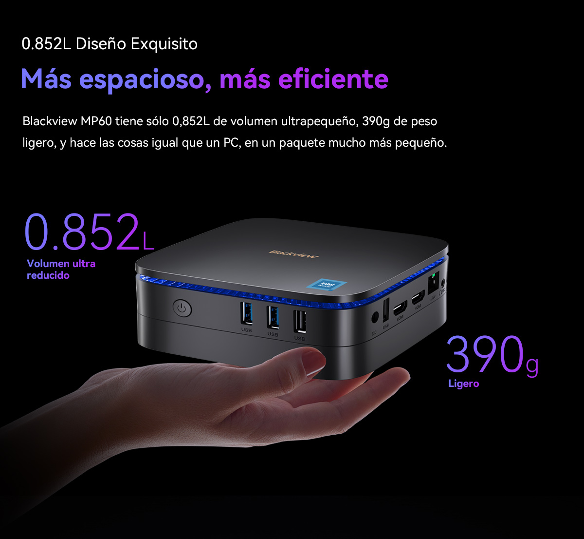 Mini PC | BLACKVIEW MP60-N150, Intel Twin Lake N150(Hasta 3.6GHz