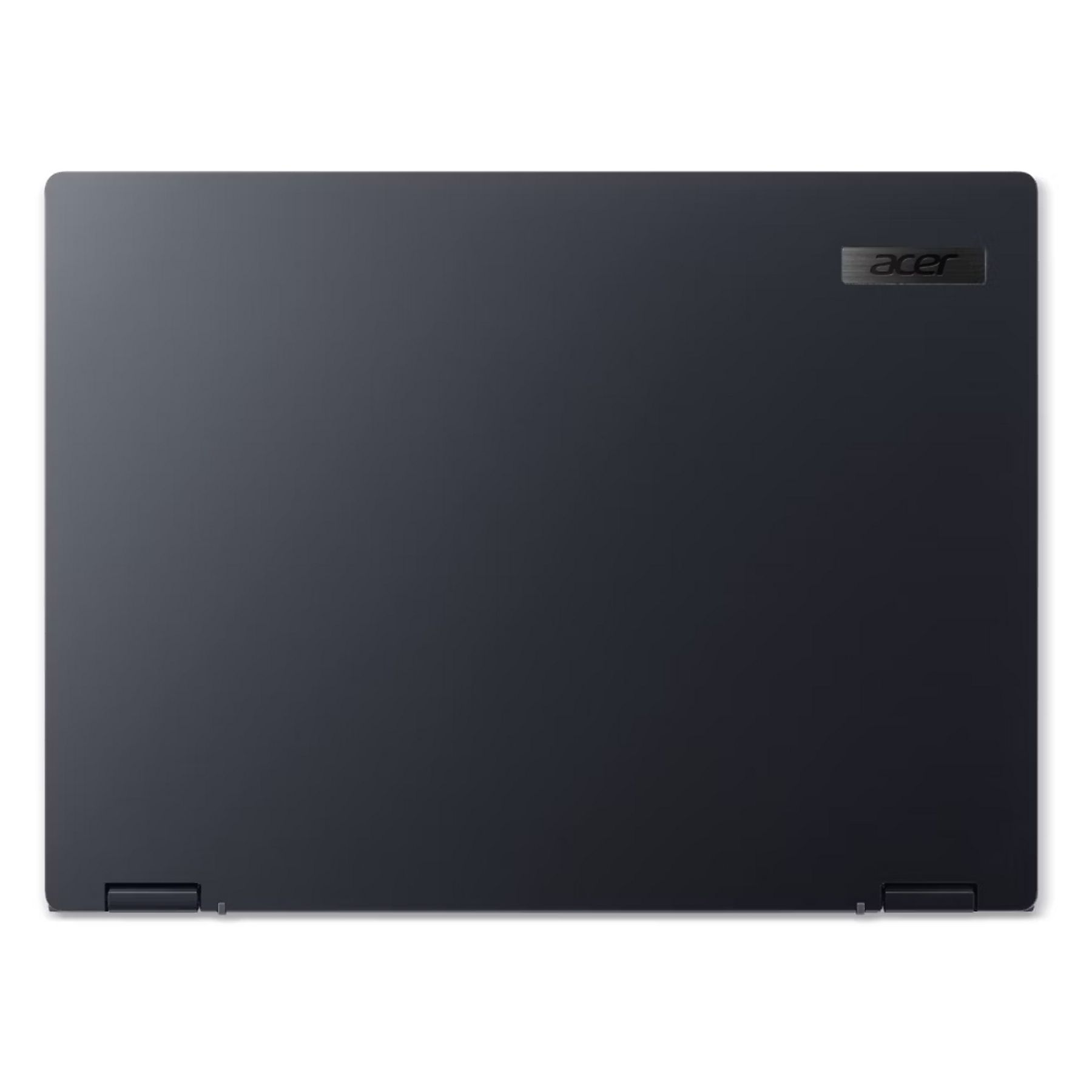 Laptop grigio scuro chiuso con logo Acer. Cerniere in basso.
