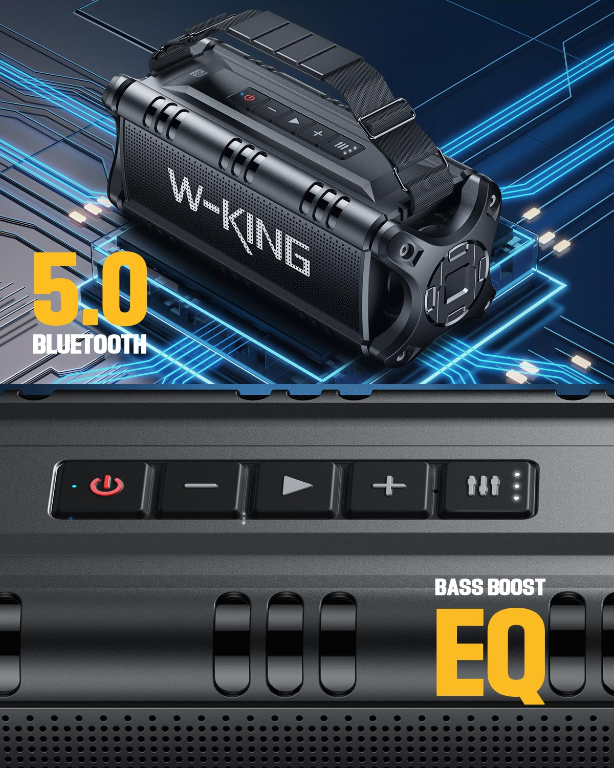 W-KING W-KING D8-1 50W Ultra Bass Boombox Taşınabilir Hoparlör