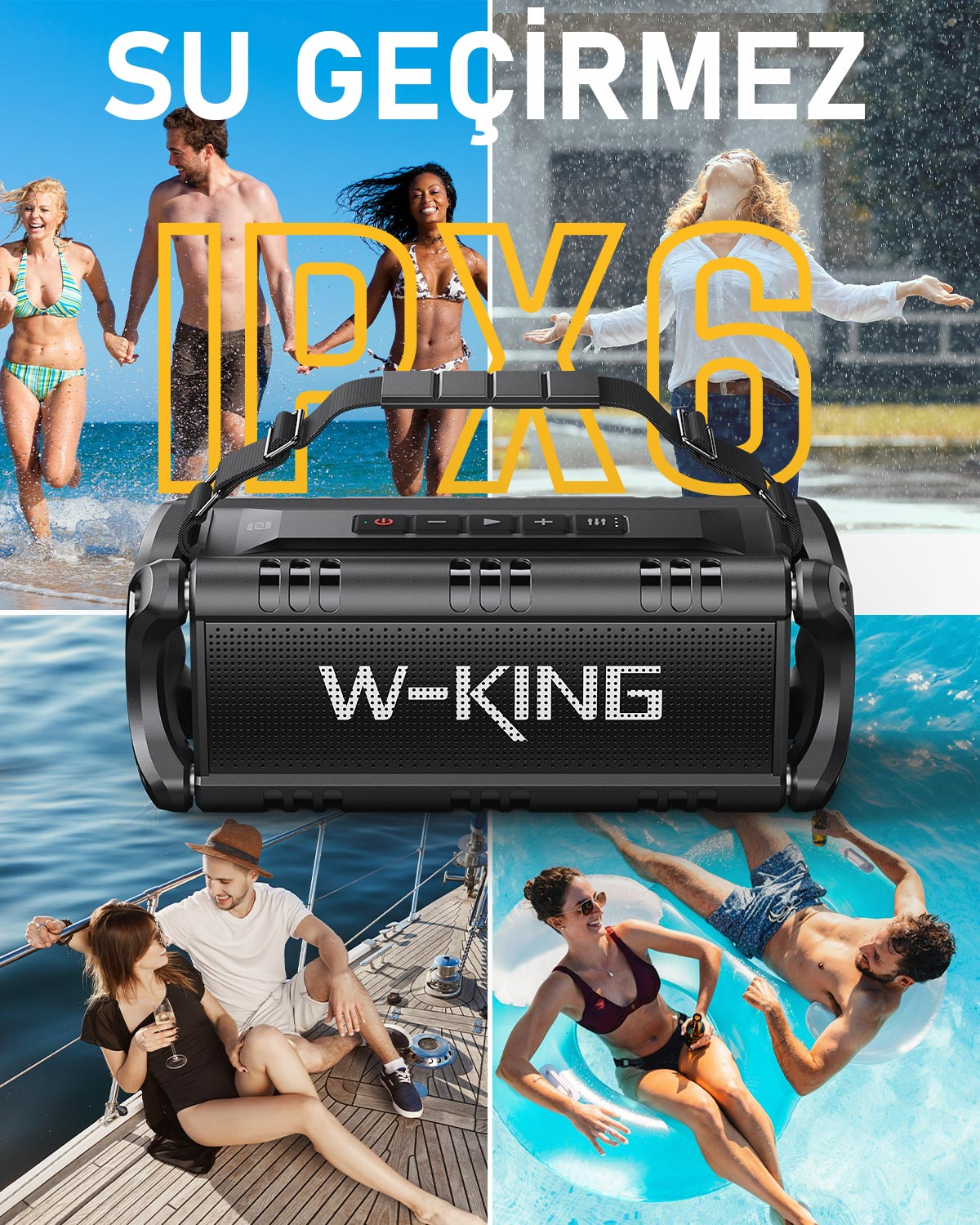 W-KING W-KING D8-1 50W Ultra Bass Boombox Taşınabilir Hoparlör