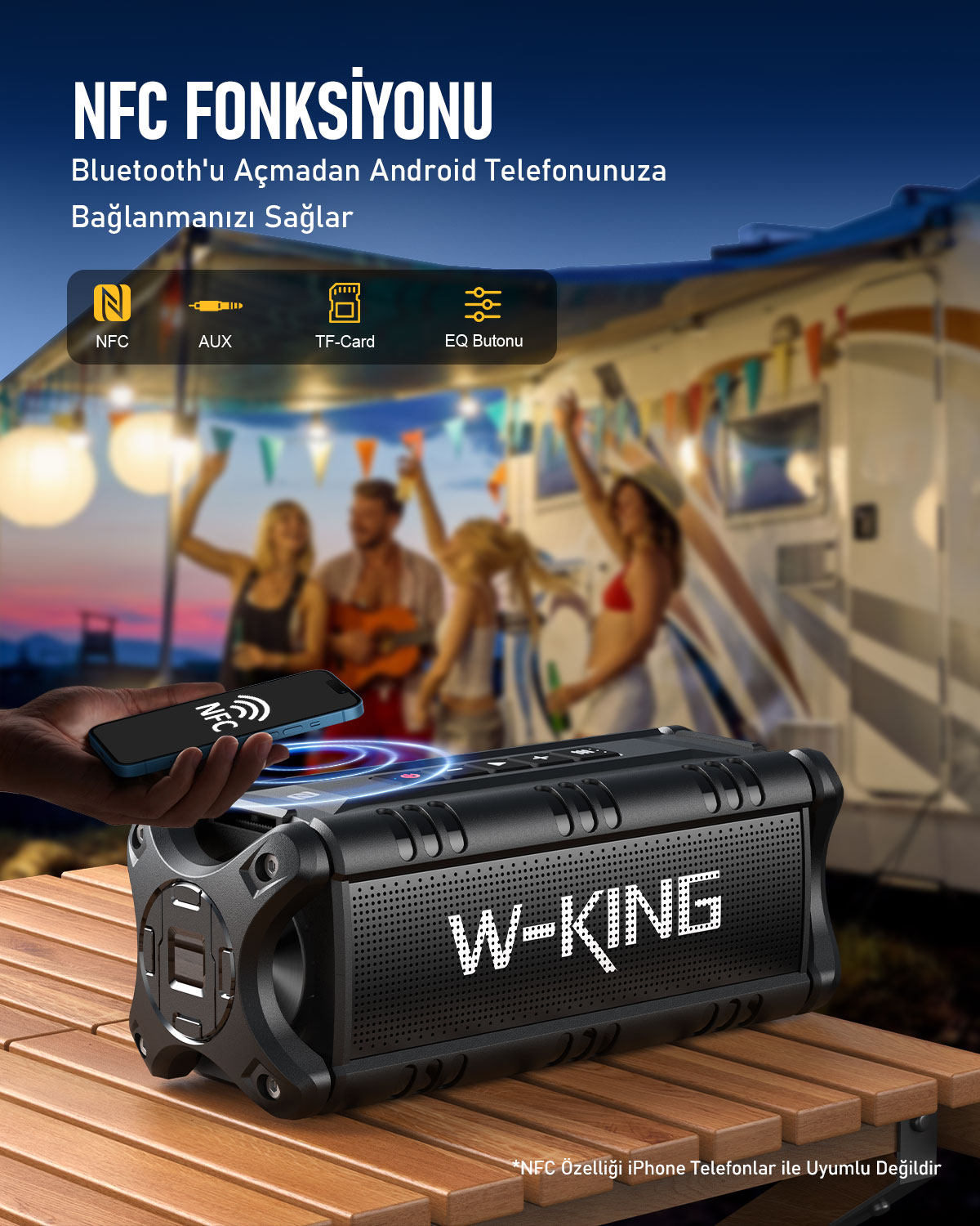 W-KING W-KING D8-1 50W Ultra Bass Boombox Taşınabilir Hoparlör