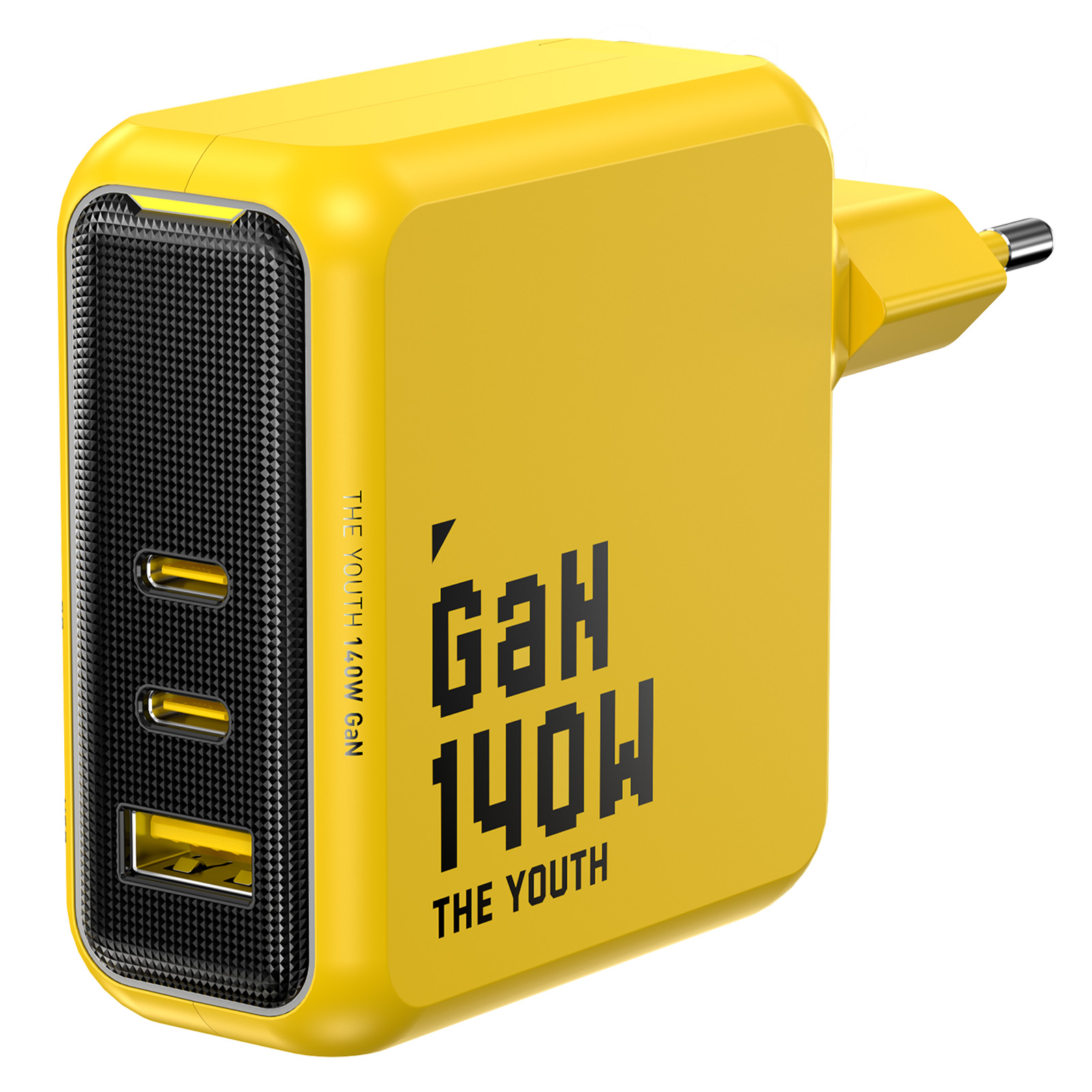 AOHI Youth 3 Portlu Şarj Adaptörü,140W Şarj Cihazı, GaN Hızlı Şarj İstasyonu Sarı