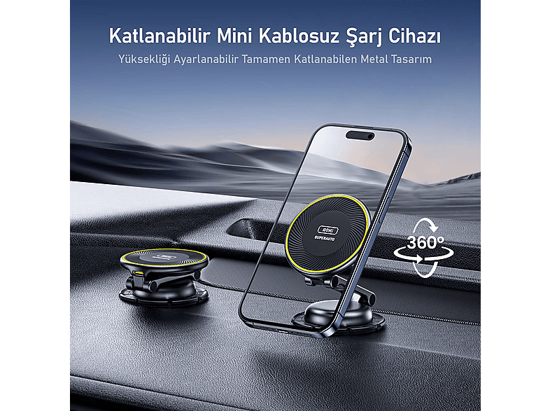 AOHI Superauto 15W Şarj Aleti, Katlanır Telefon Tutucu 65W Araç