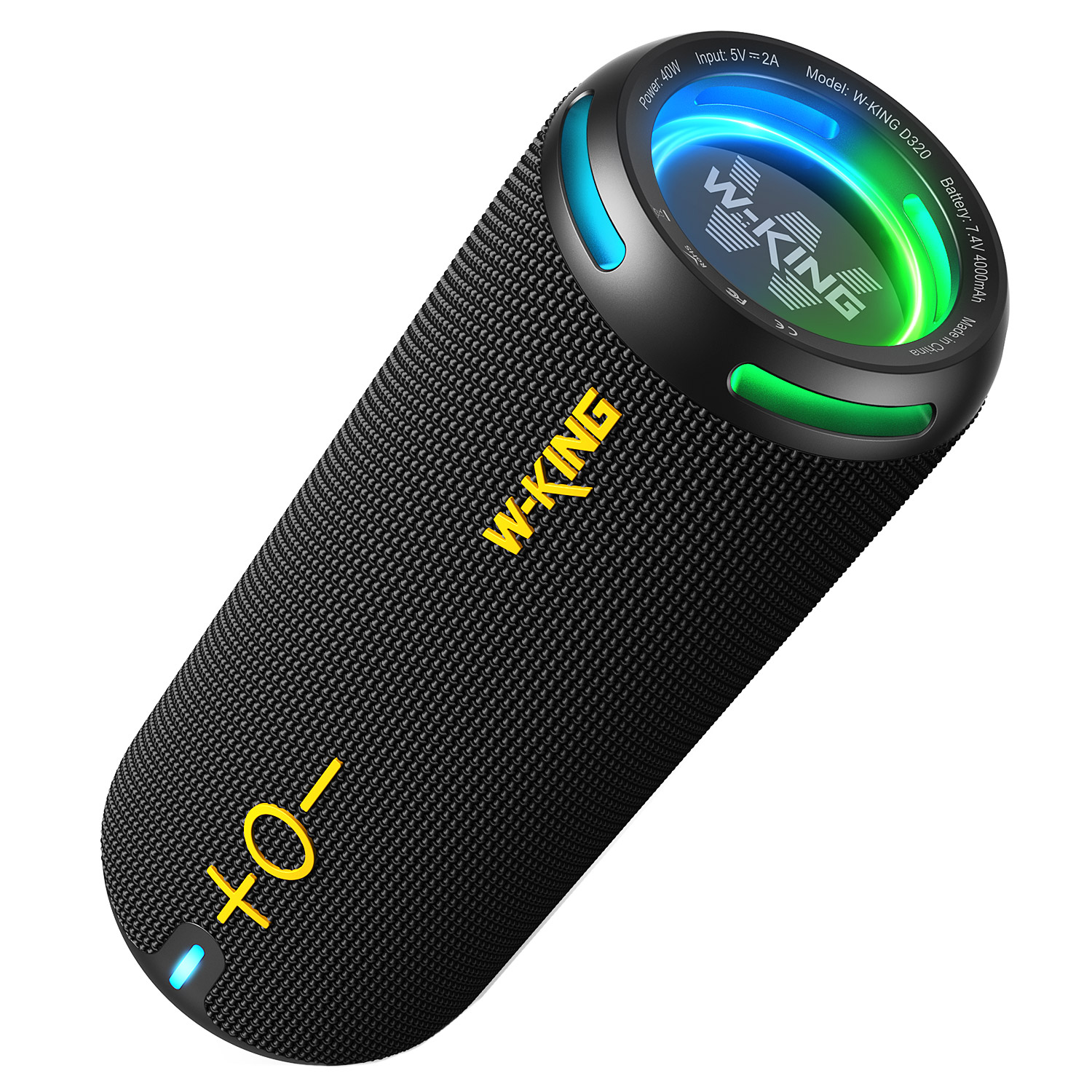 W-KING D320 40W 360° Surround Boombox Taşınabilir Hoparlör Siyah