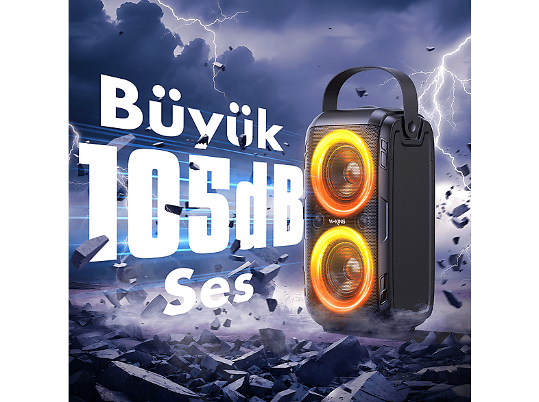 W-KING T9-2 180W Partybox Ultra Bass Taşınabilir Hoparlör Siyah