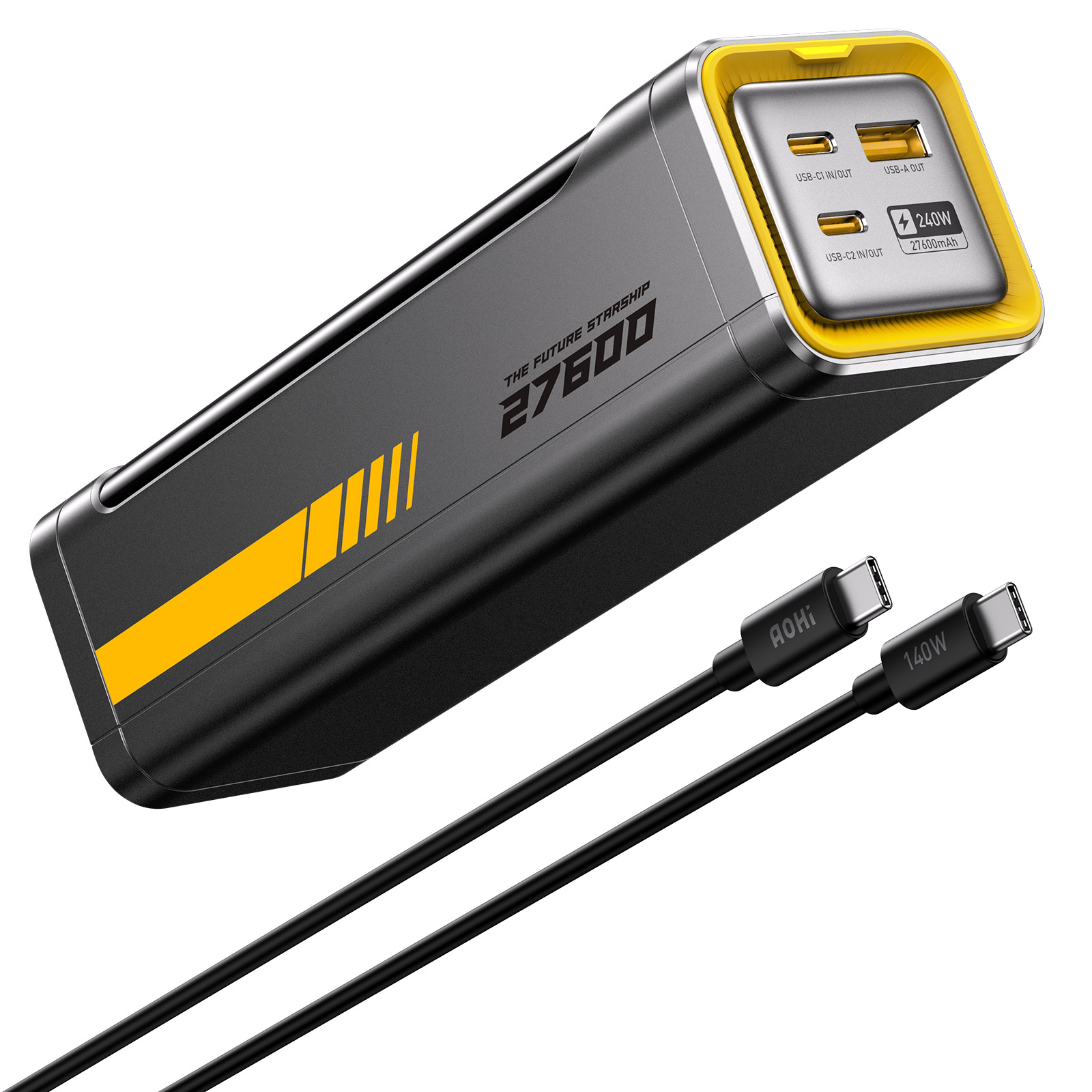 AOHI Starship 240W PD3.1 Akıllı Dijital Göstergeli 27600 mAh Powerbank Siyah
