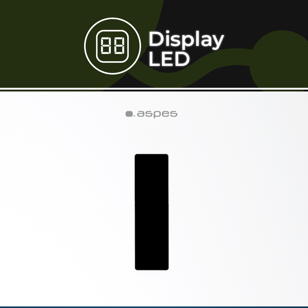 La imagen muestra un rectángulo negro sobre fondo blanco. Arriba, un logo con 'Display LED' y un icono de pantalla digital.
