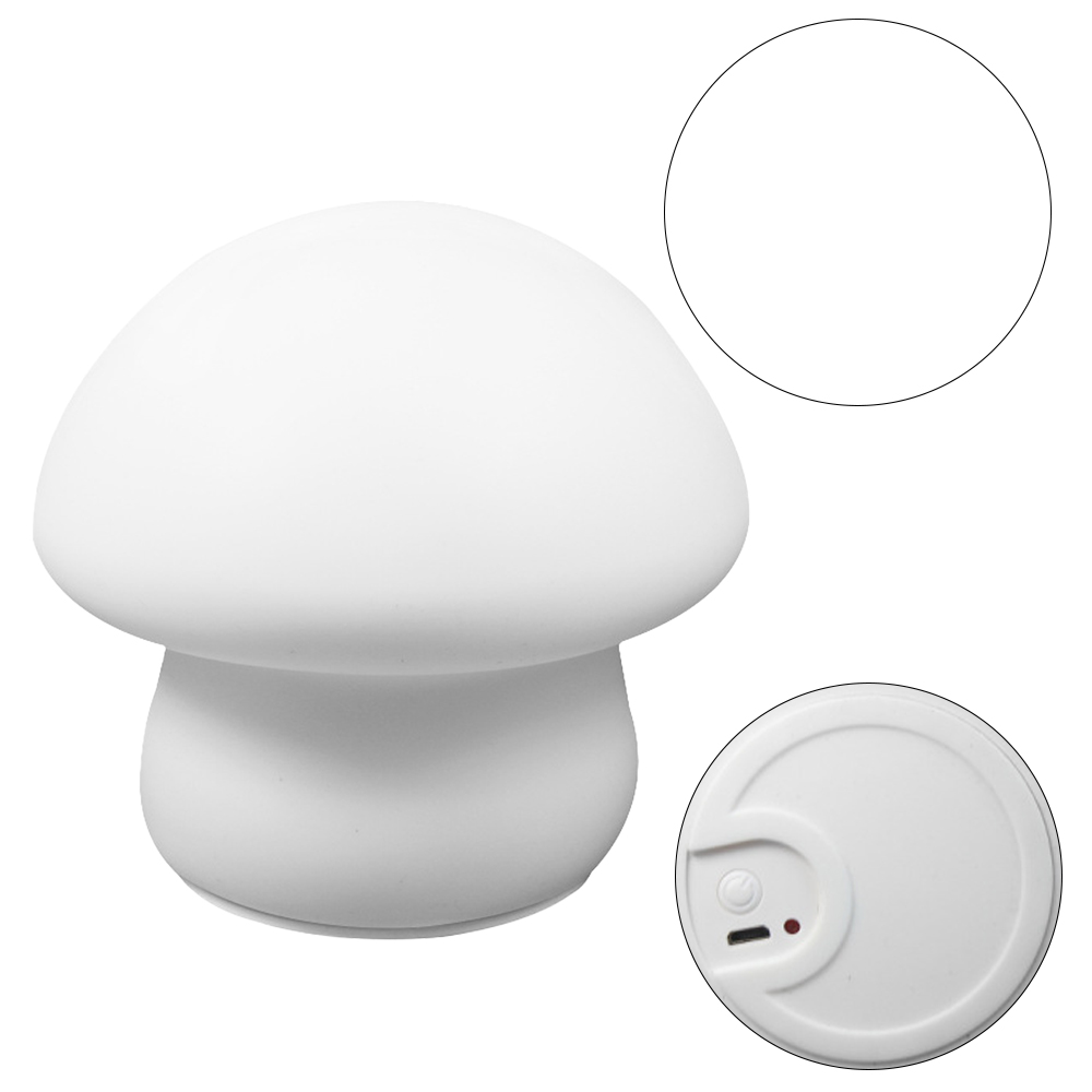 Eine weiße pilzförmige Lampe. Ein weißer Kreis und eine weiße Basis mit einem roten Punkt befinden sich neben der Lampe.