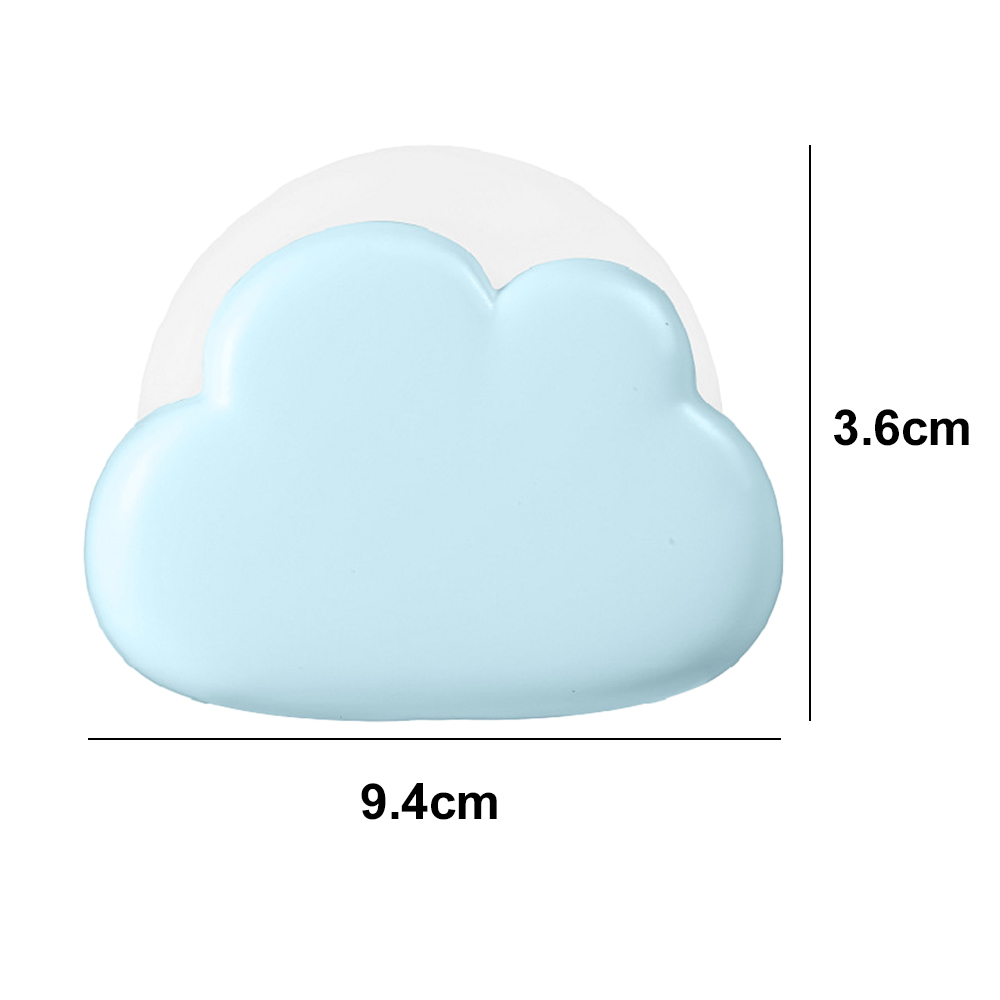 Ein hellblaues wolkenförmiges Objekt mit den Maßen 9,4 cm x 3,6 cm vor weißem Hintergrund.