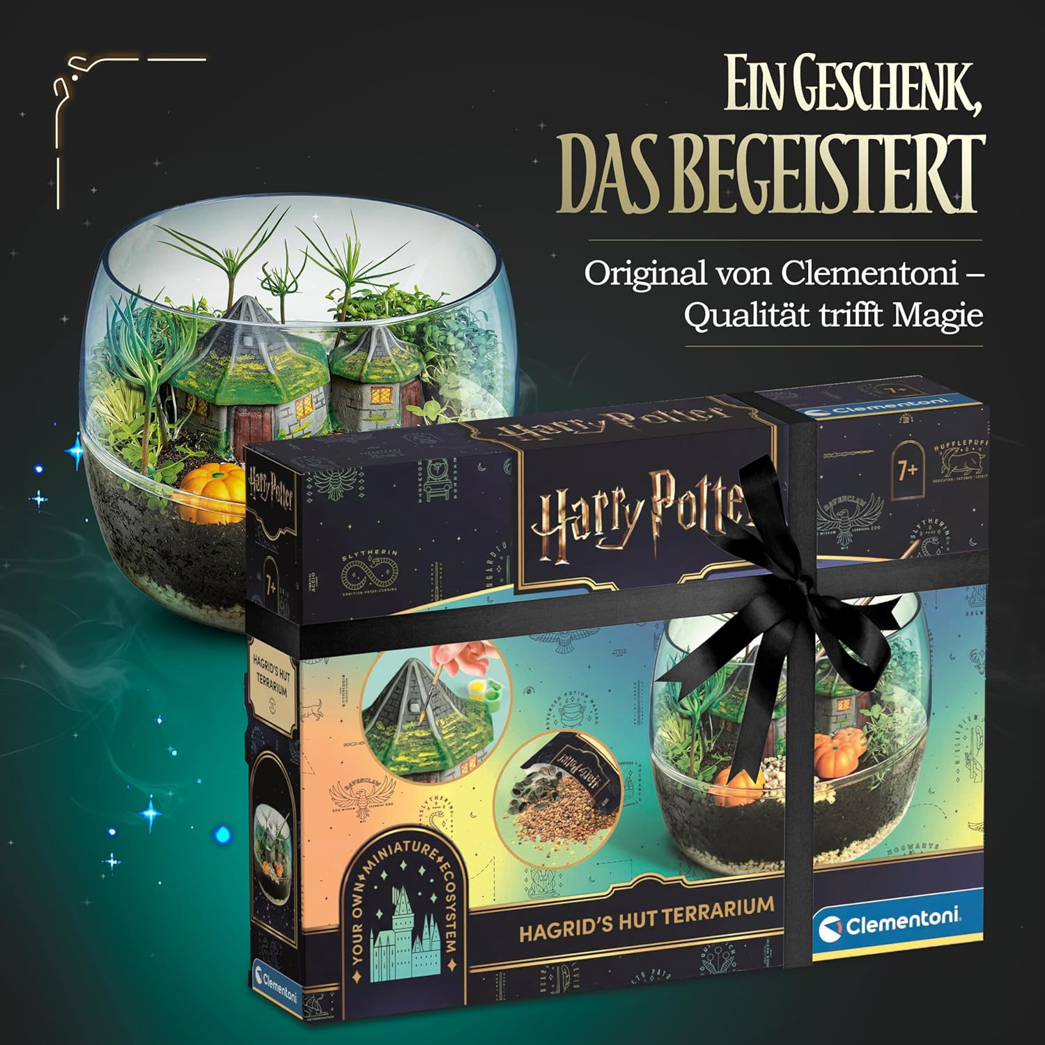 Set terrario Capanna di Hagrid di Harry Potter. Include un terrario, zucche e una capanna in miniatura.
