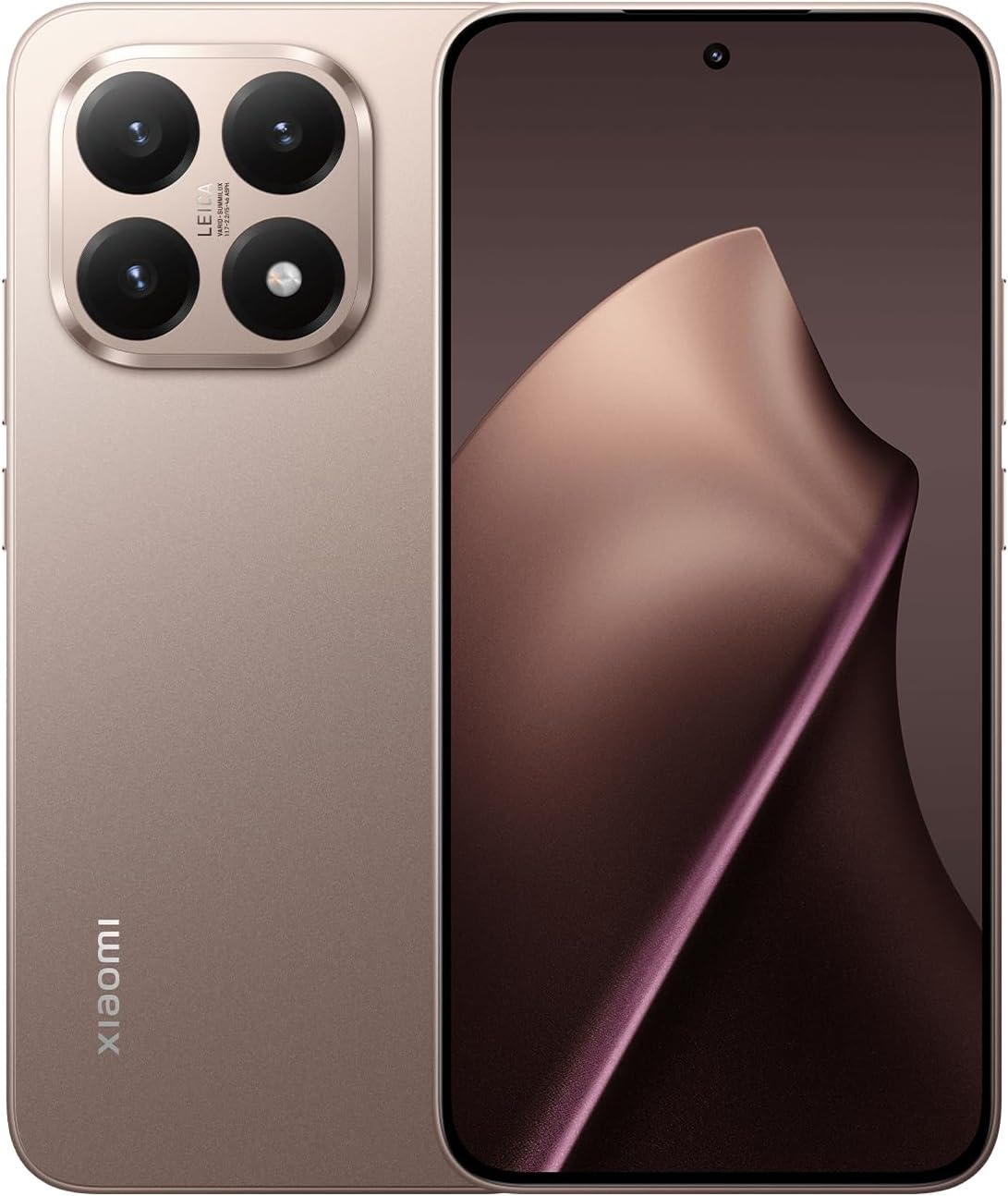 Büyük ekranlı altın rengi bir Xiaomi telefon. Dört kamera lensi var ve "Leica" kelimesi görünüyor.