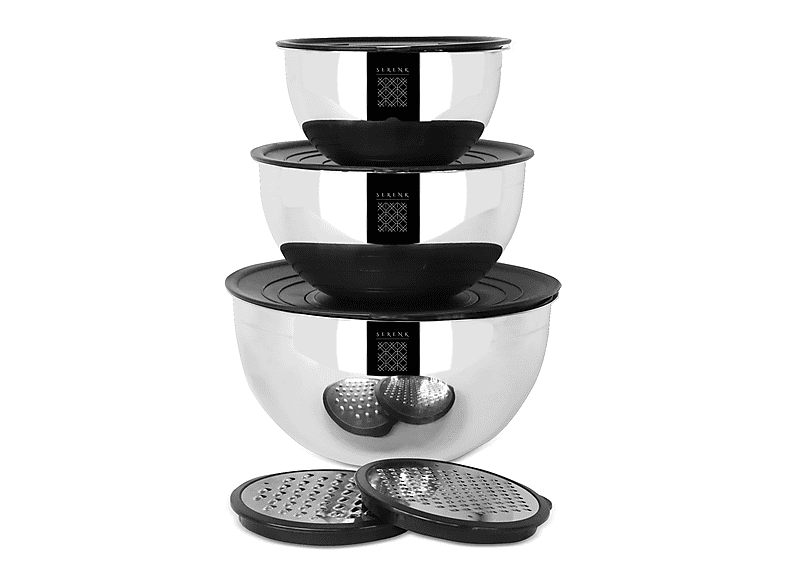 SERENK Modernist Rendeli Çelik 16-20-24 cm Karıştırma ve Saklama Kabı Seti