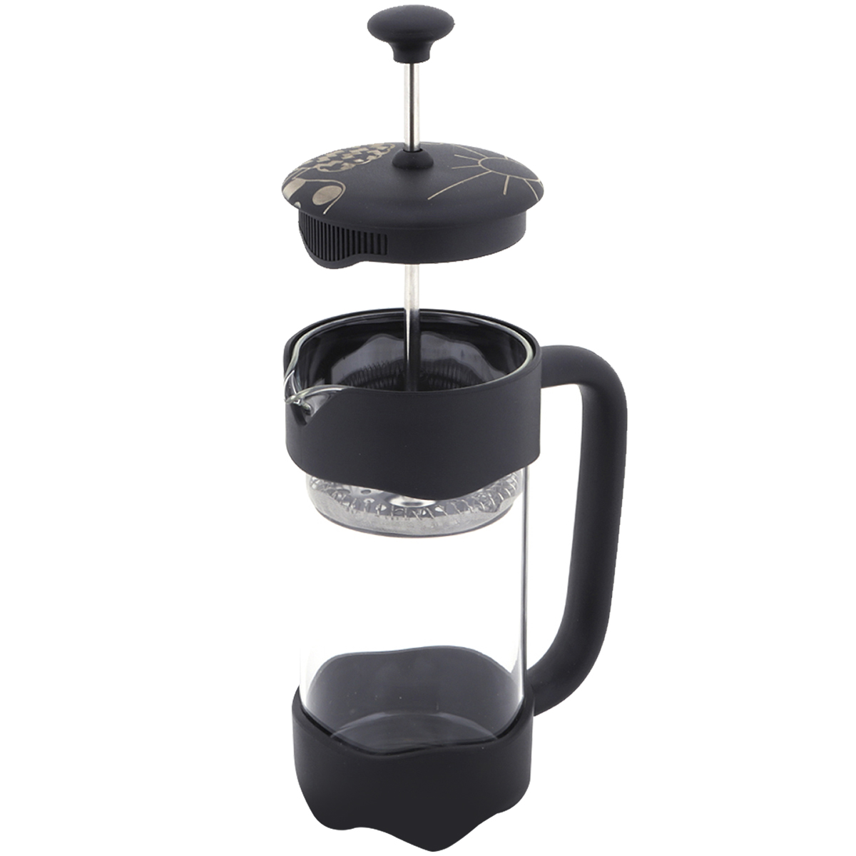 ANY MORNING 350 ml Borosilikat Cam Paslanmaz Çelik 3 Katmanlı Filtre FY92 French Press