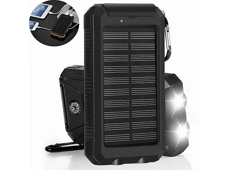 COSYHOMES Solar Dual-USB IPX4 Powerbank 20000 mAh Schwarz