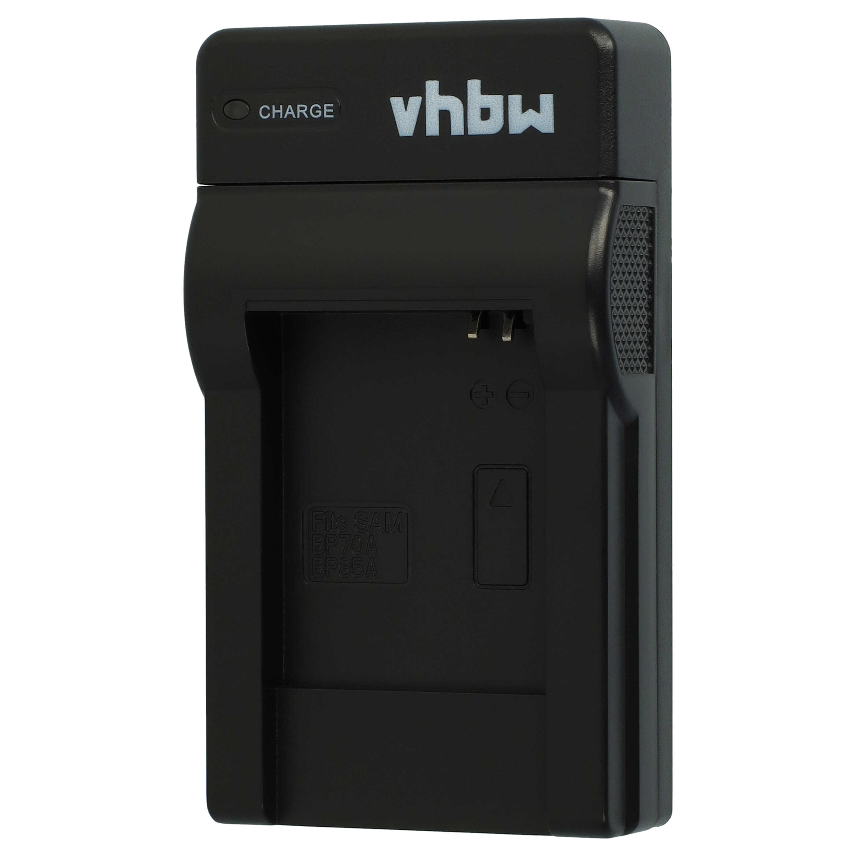 Schwarzes vhbw-Ladegerät. Hat eine Ladeanzeige und Steckplätze für Batterien. Das Ladegerät ist schwarz.