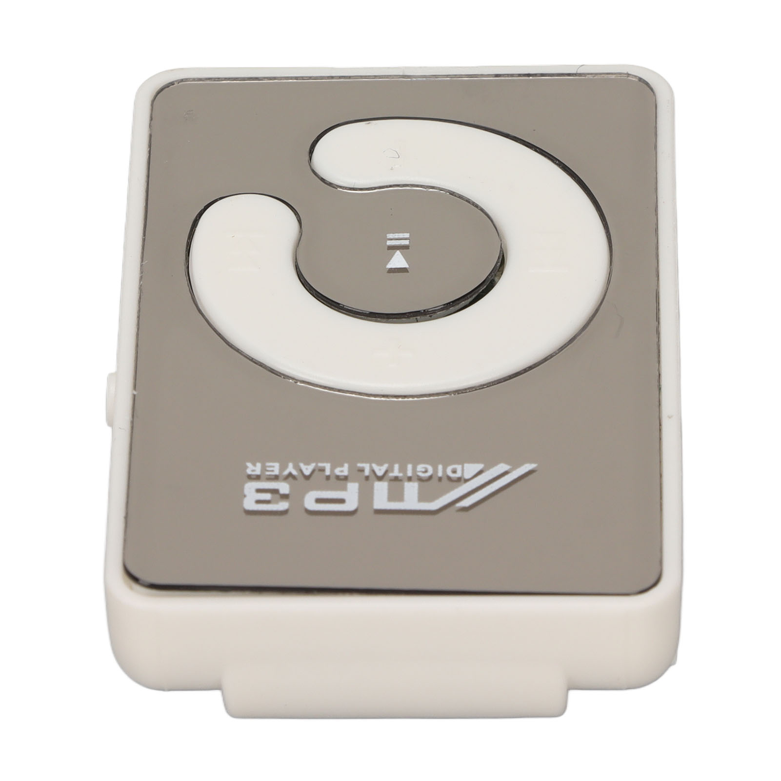 Ein MP3-Player, weiß und grau. Es hat eine weiße Steuerung und den Text 'MP3 DIGITAL PLAYER'.
