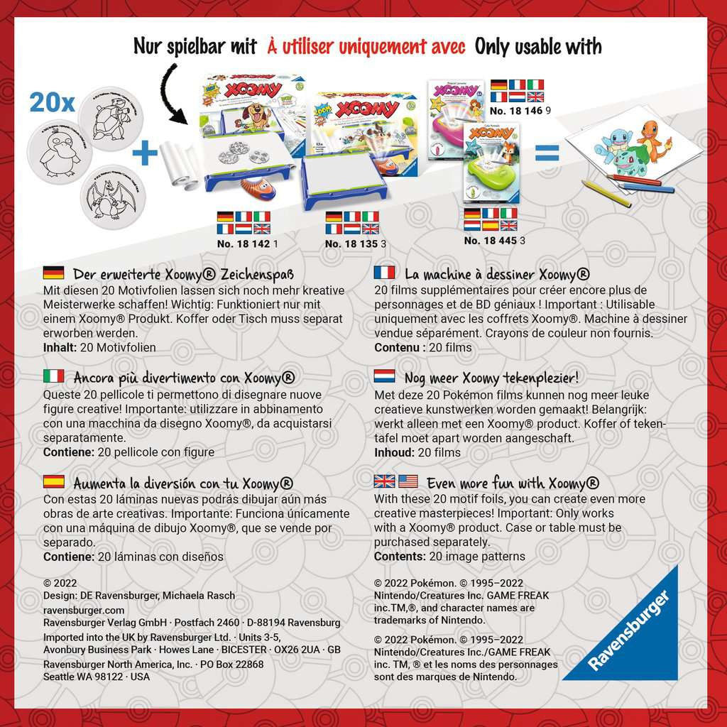 Eine Ravensburger-Produktverpackung mit Illustrationen und Text. Enthält mehrere Packungen mit verschiedenen Bildern.