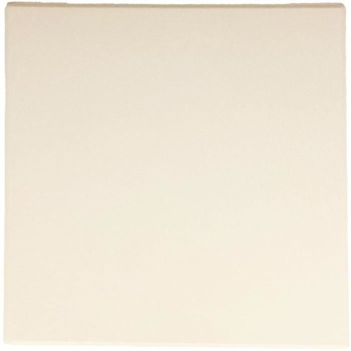 Eine quadratische Leinwand in cremeweißer Farbe. Die Oberfläche hat ein leicht strukturiertes Aussehen. Kanten sind sichtbar.
