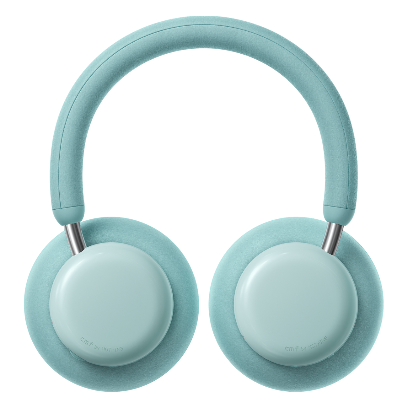 Para jasnoniebieskich słuchawek z pałąkiem i dwoma nausznikami, na białym tle. Marka to 'CMF by NOTHING'.