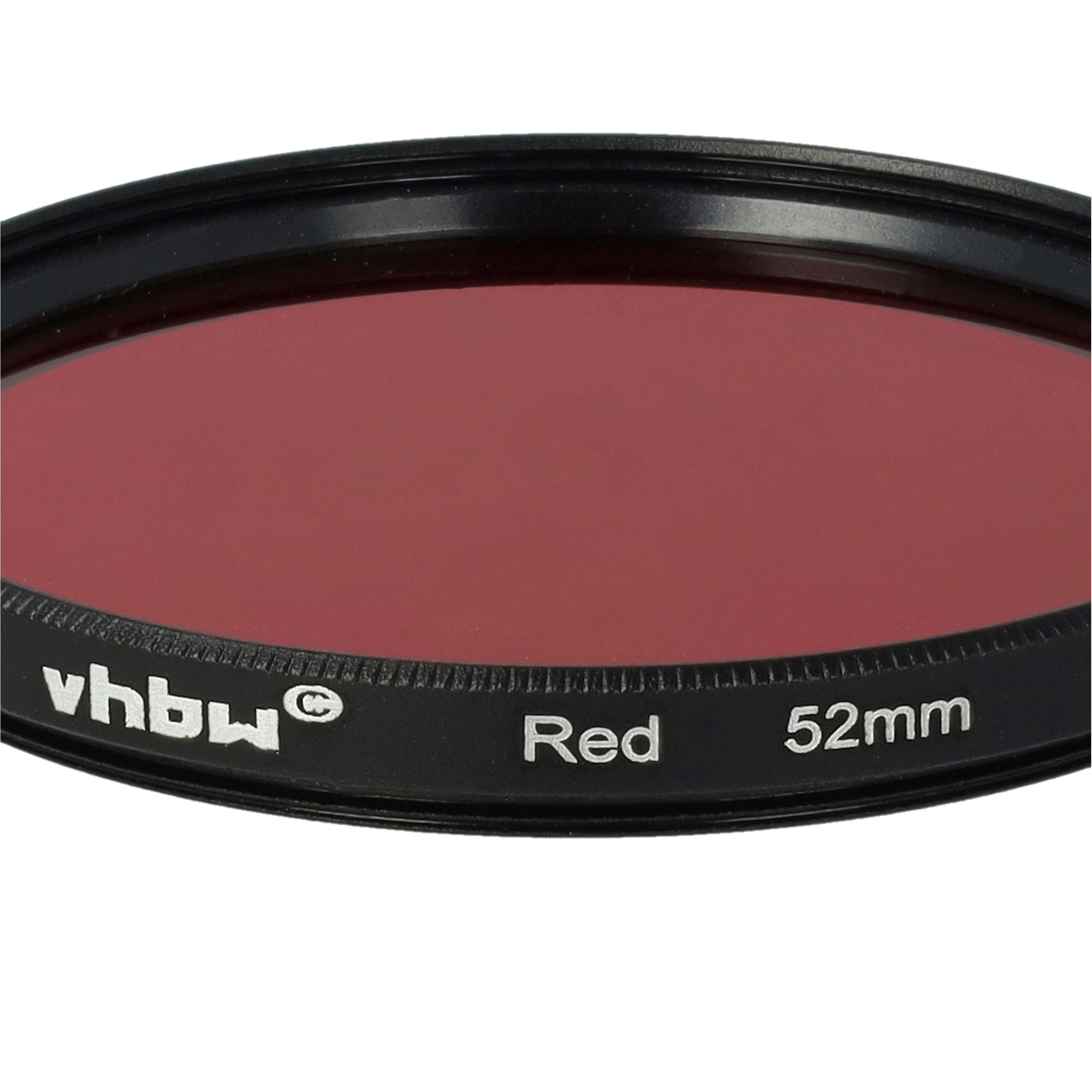 Ein roter 52mm Vhbw-Filter, schwarzer Rand, Text: Rot, 52mm, Vhbw.