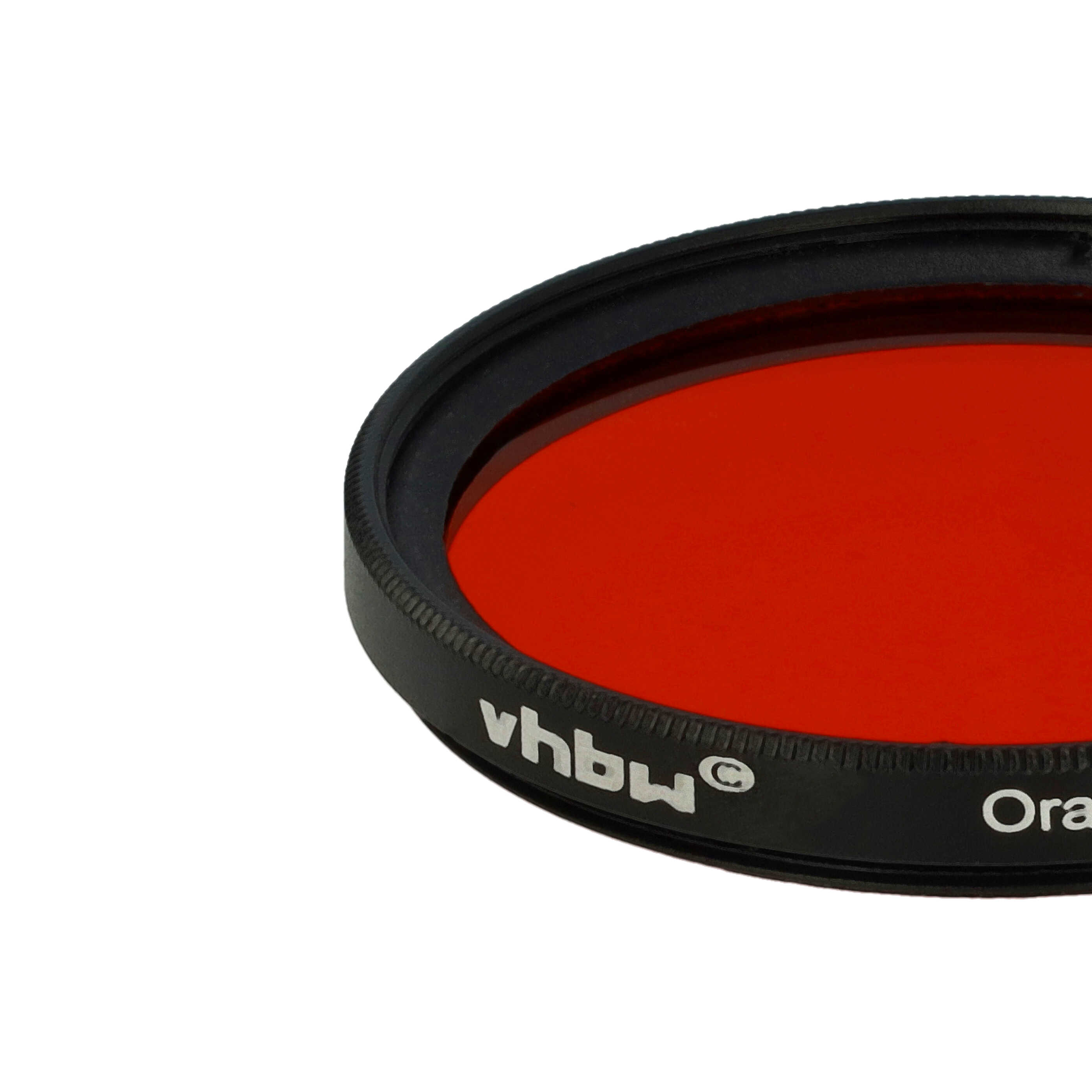 Nahaufnahme eines roten Filters mit schwarzem Rand. Der Filter ist mit 'vhbw' und 'Orange' beschriftet.