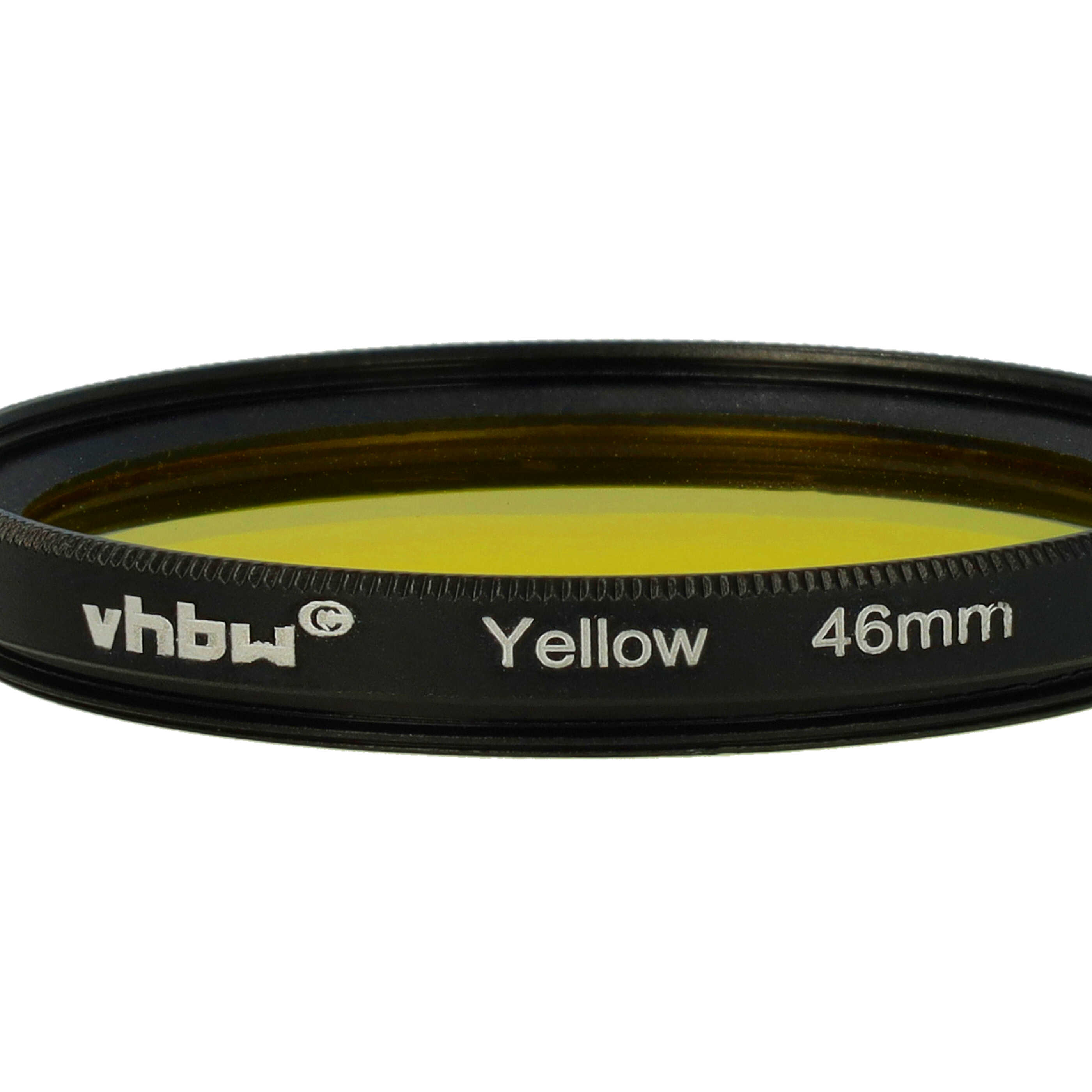 Ein gelber Objektivfilter mit schwarzem Rahmen. Auf dem Rahmen steht: vhbw Yellow 46mm.