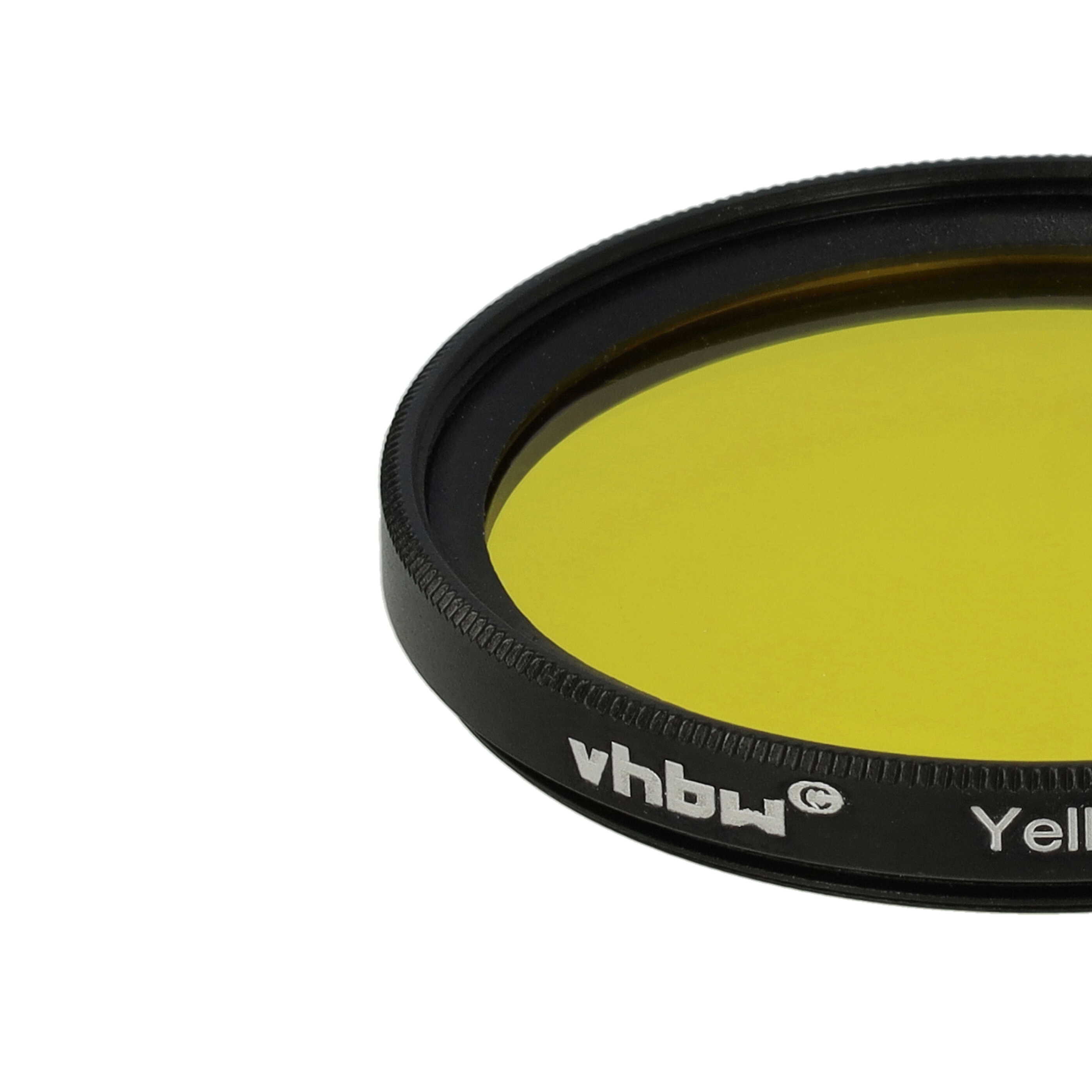 Ein gelber Filter mit schwarzem Rahmen. Der Filter hat die Marke 'vhbw'. Der Hintergrund ist weiß.