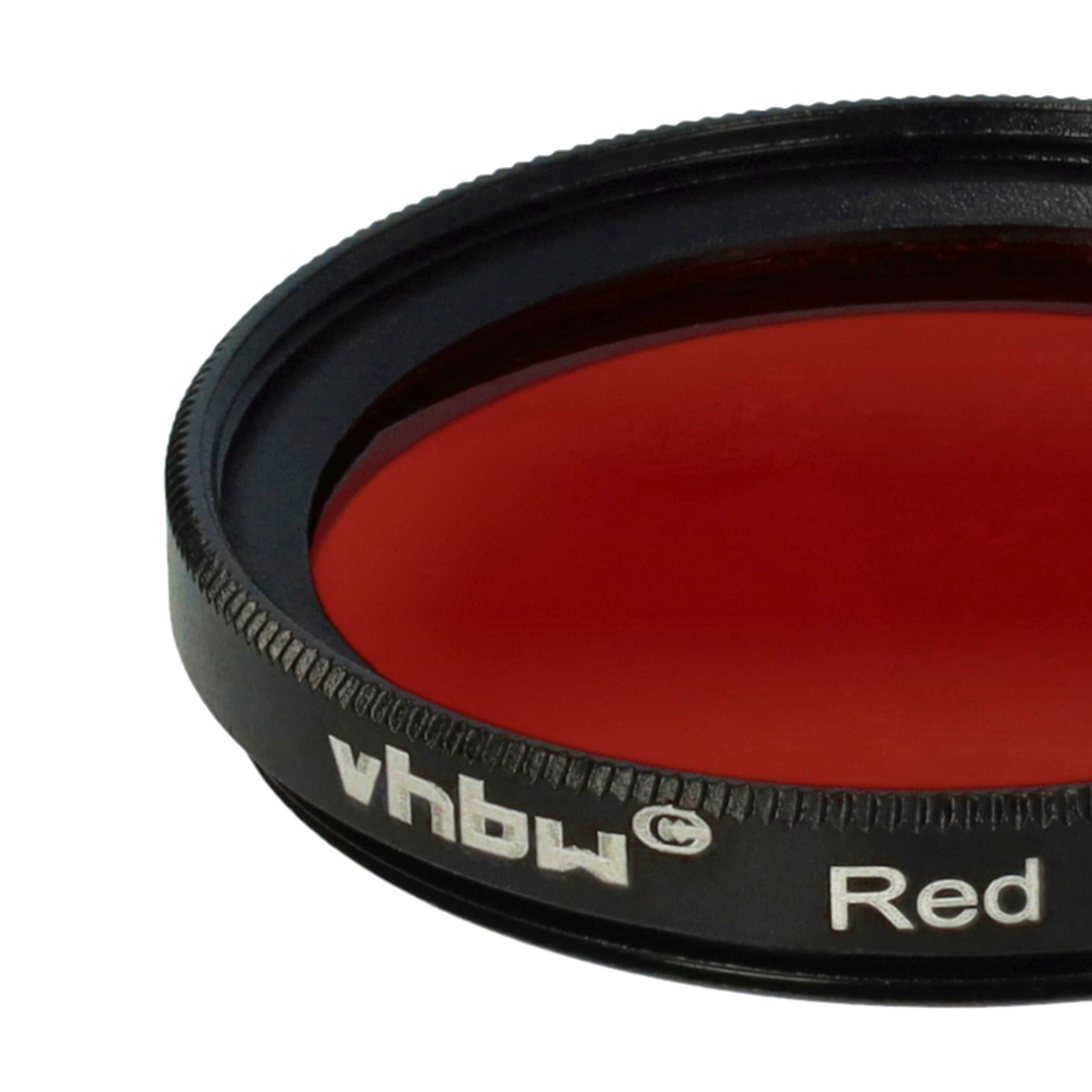 Nahaufnahme eines roten Objektivfilters mit schwarzem Rand. Auf dem Rand steht 'vhbw Red'.