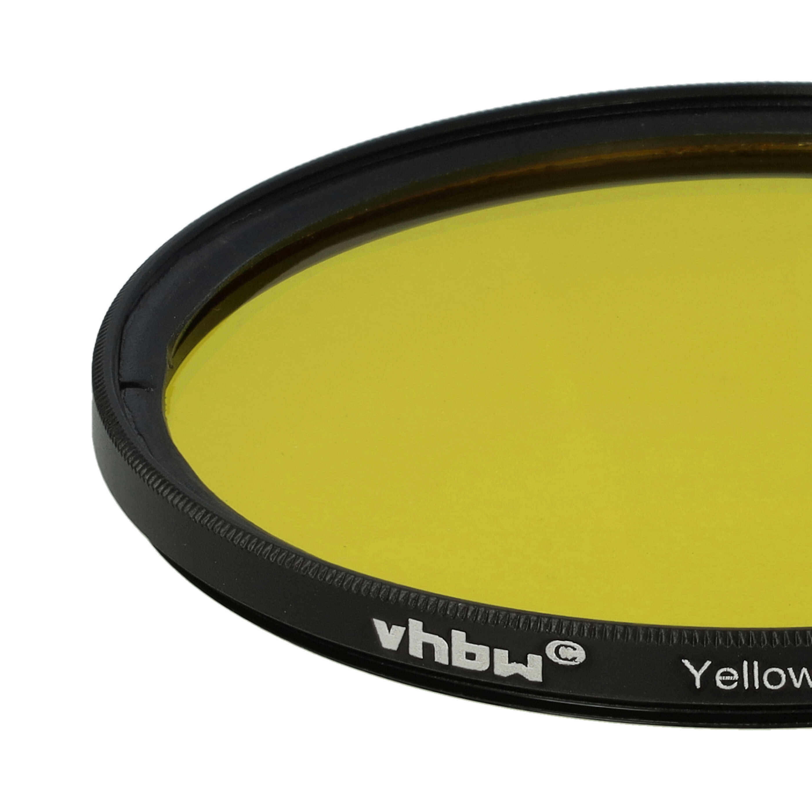 Ein gelber Objektivfilter mit schwarzem Rand. Die Marke 'vhbw' und 'Yellow' sind aufgedruckt.