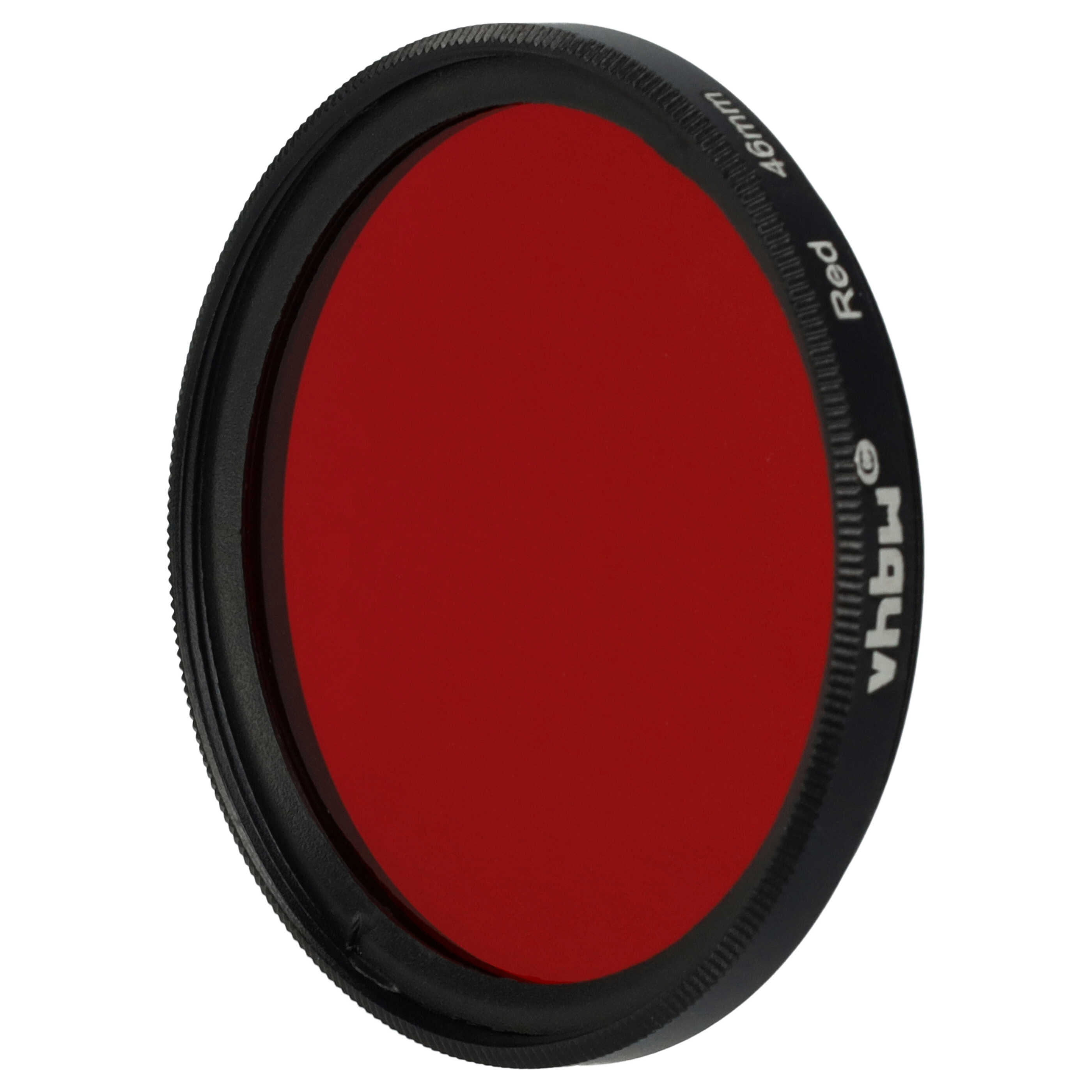 Ein roter Filter mit schwarzem Rahmen. Er trägt den Text 'Red 46mm' und den Markennamen 'MQYA'.