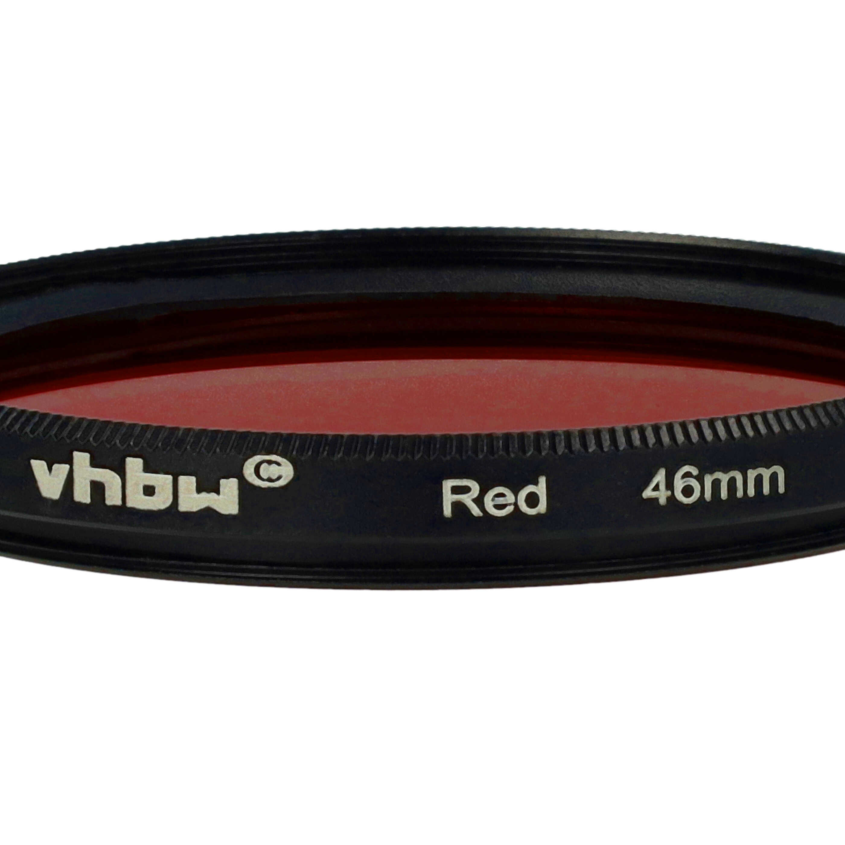 Ein roter Filter mit schwarzem Rand. Auf dem Rand steht 'vhbw Red 46mm'. Der Hintergrund ist weiß.