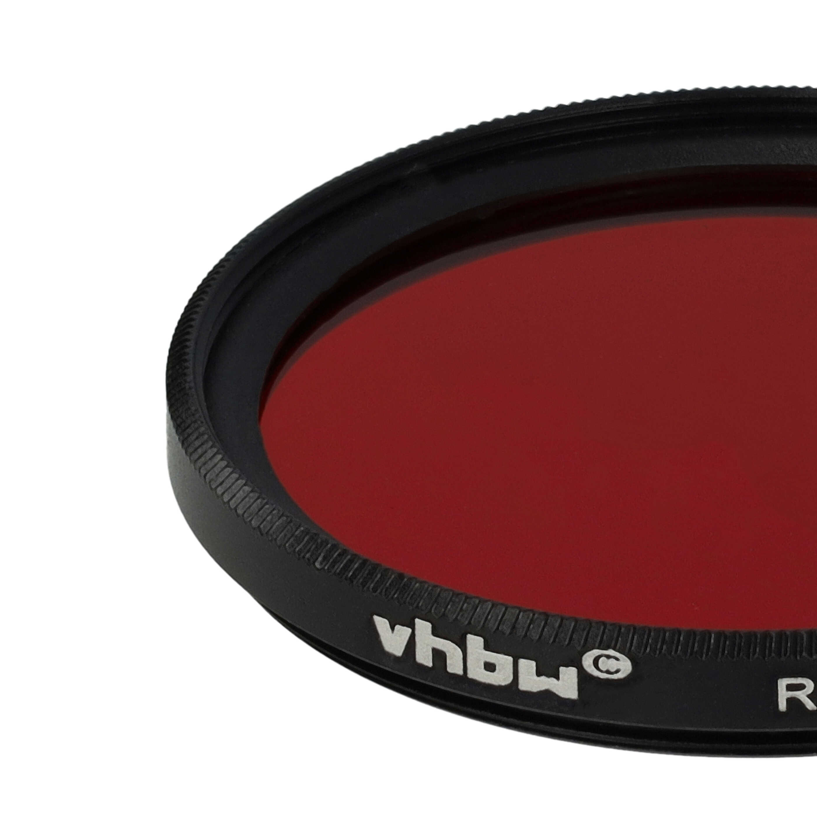 Nahaufnahme eines schwarzen vhbw-Objektivfilters mit roter Mitte, vor weißem Hintergrund.
