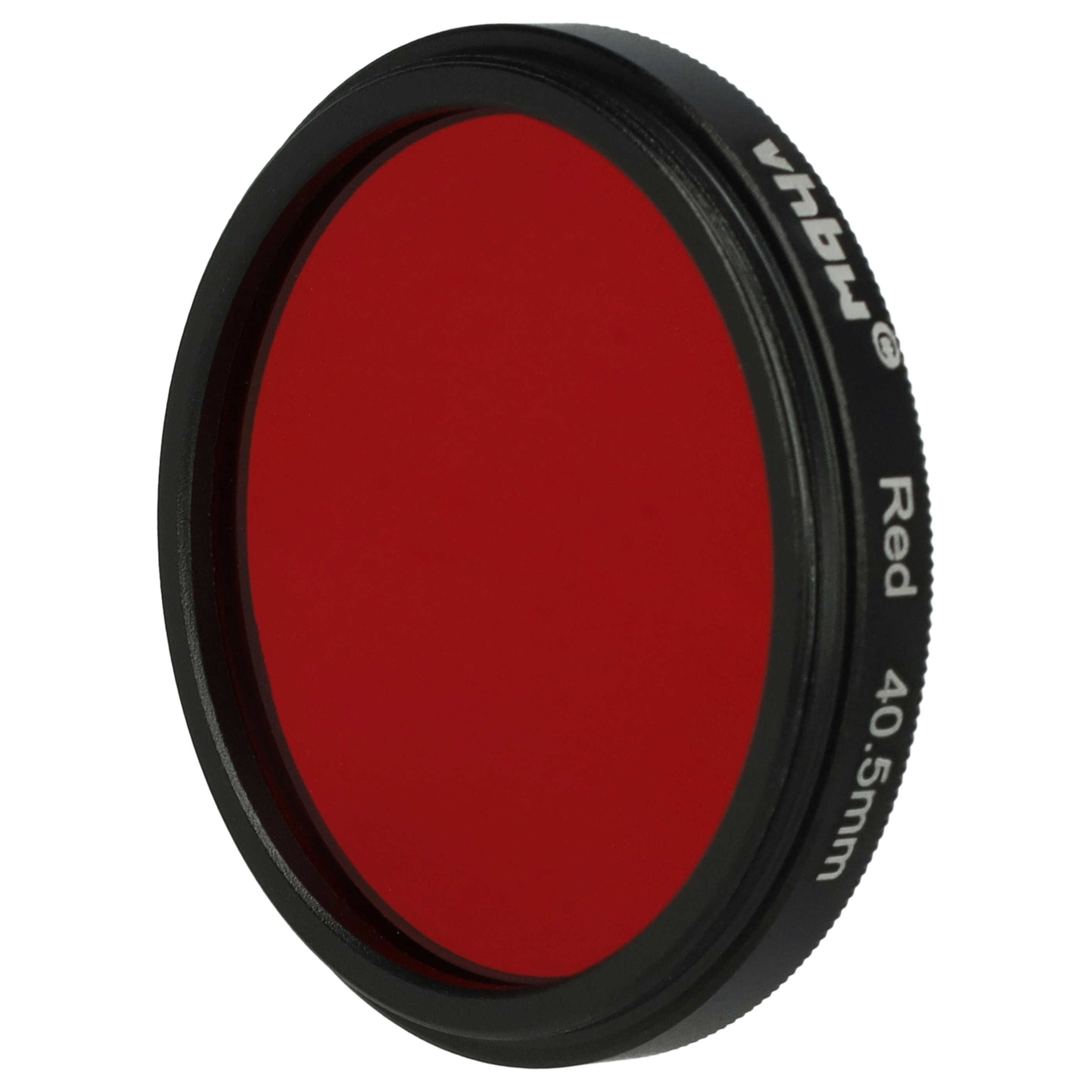 Ein roter Filter mit schwarzem Rahmen. Auf dem Rahmen steht 'Red 40,5mm' und ein Logo.