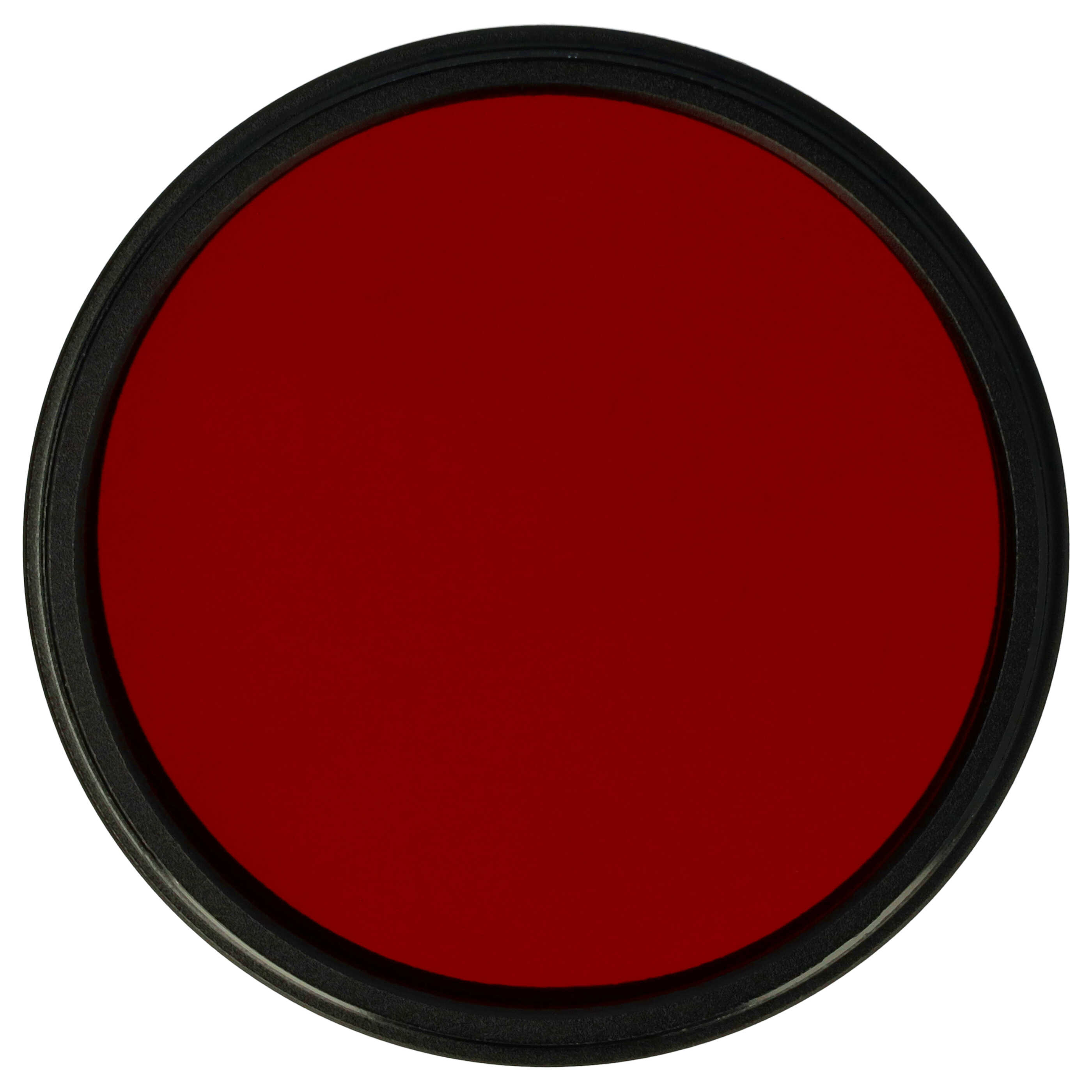 Ein runder, schwarz umrandeter Filter mit roter Mitte auf weißem Hintergrund.