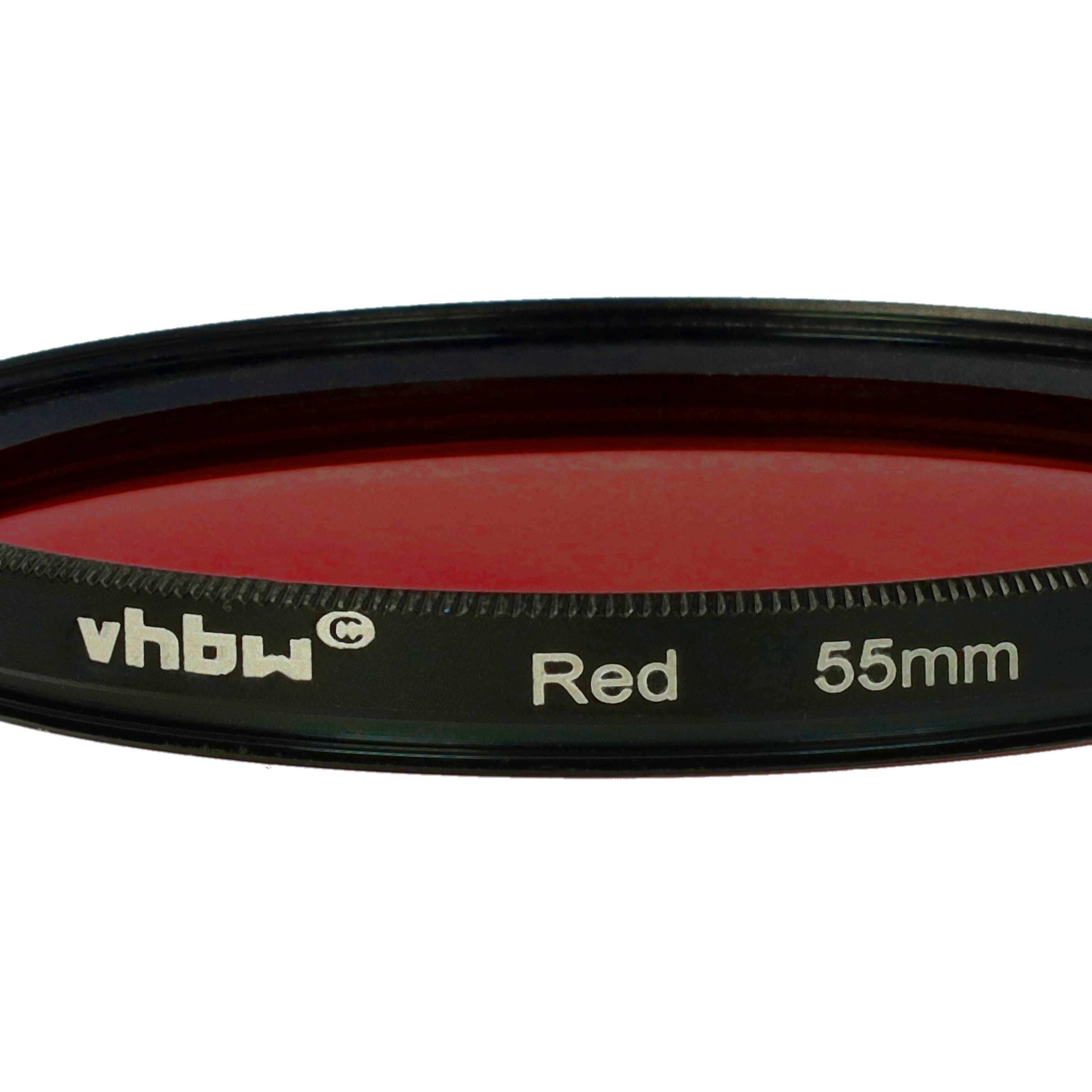 Ein roter 55-mm-Filter mit schwarzem Rand. Auf dem Filter steht 'vhbw Red 55mm'.