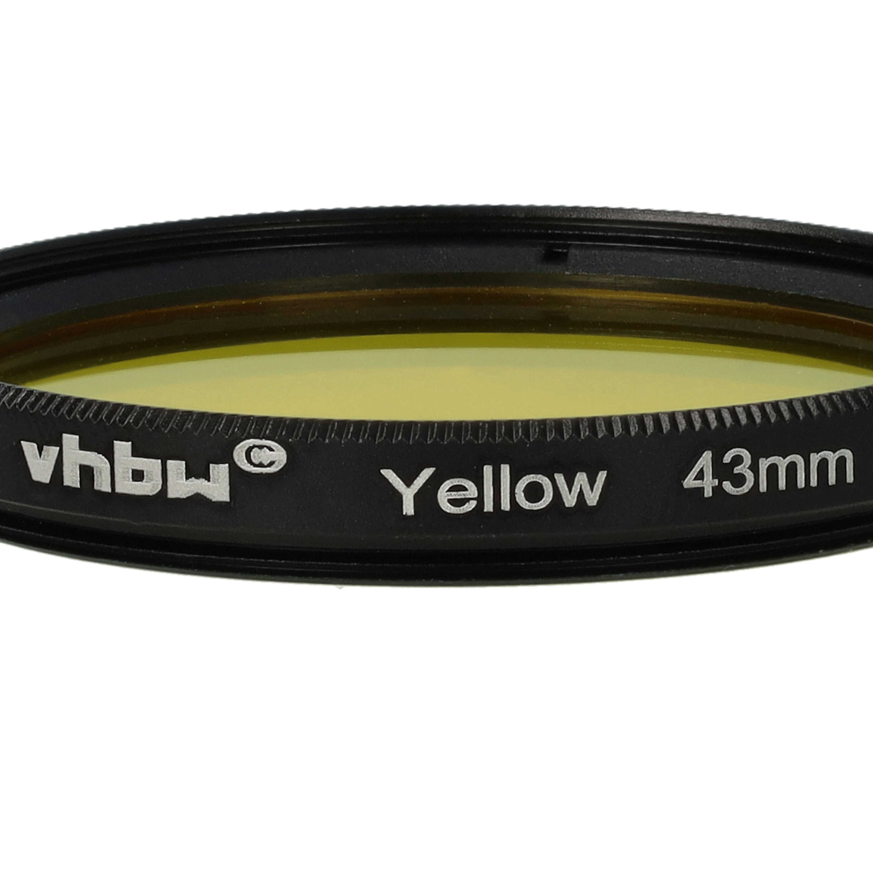 Ein gelber 43-mm-vhbw-Objektivfilter. Schwarzer Rahmen mit gelbem Filter. Text: vhbw, Gelb und 43 mm.