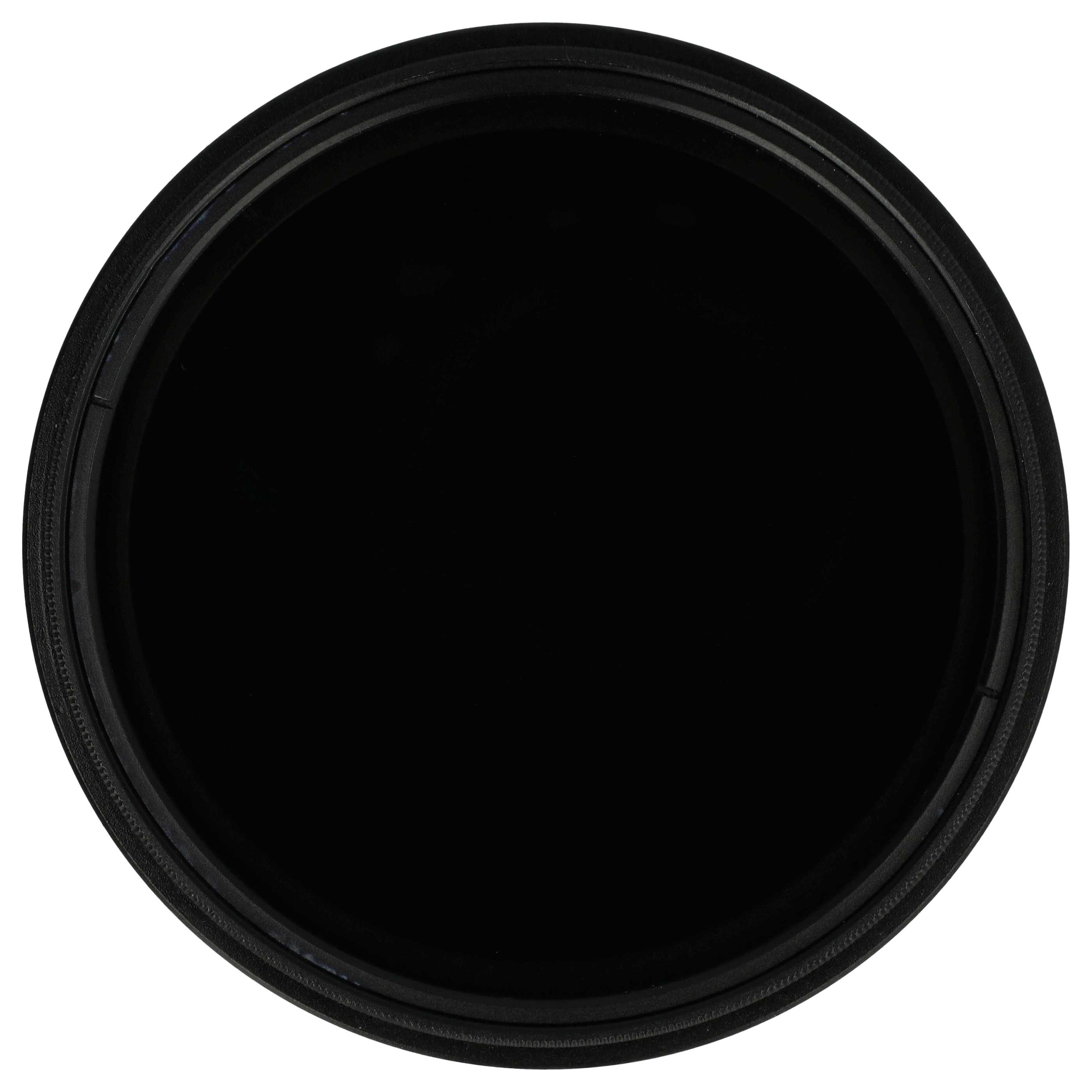 Nahaufnahme eines schwarzen, kreisförmigen Objekts, möglicherweise ein Objektivfilter. Es hat eine schwarze Mitte und einen strukturierten Rand.